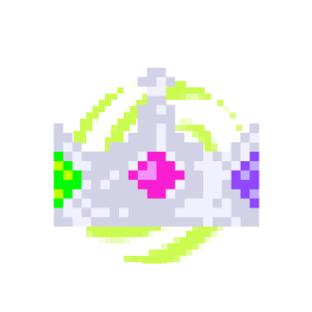 8bit silver crown with green swirl behind it