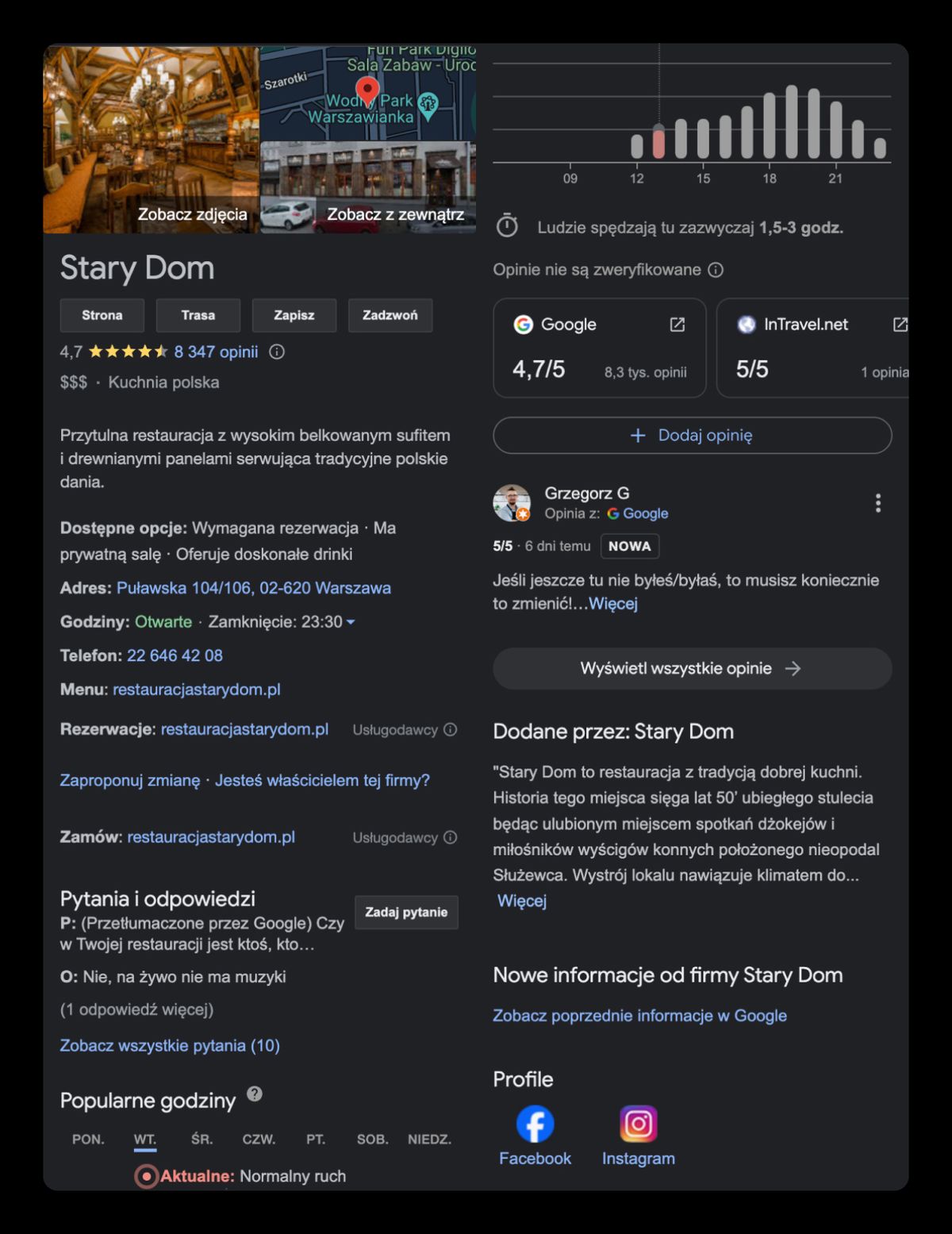 Wizytowka google