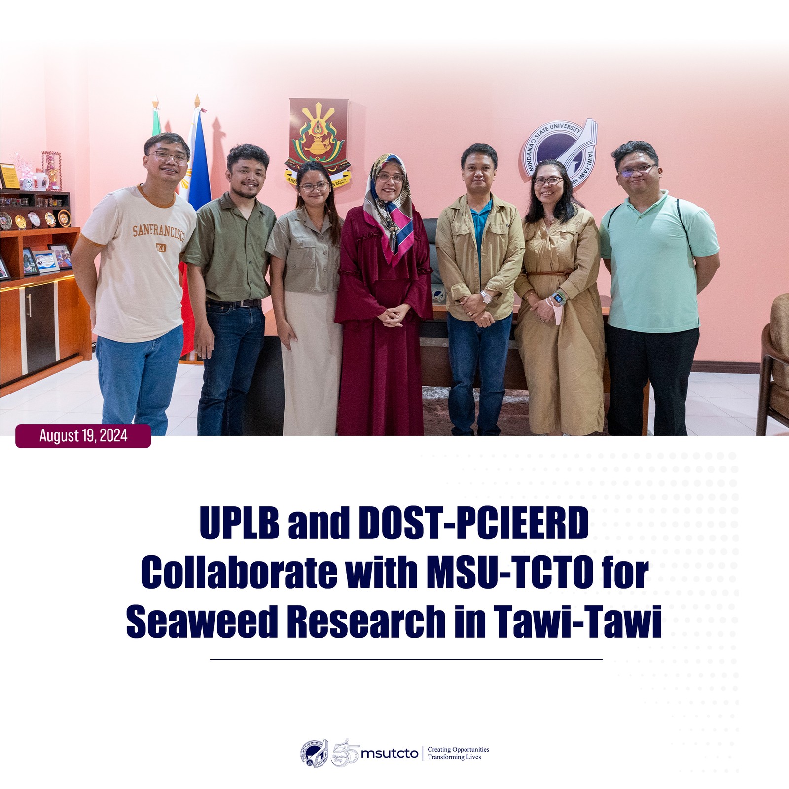 UPLB and DOST-PCIEERD Collaborate with MSU-TCTO for Seaweed Research in Tawi-Tawi