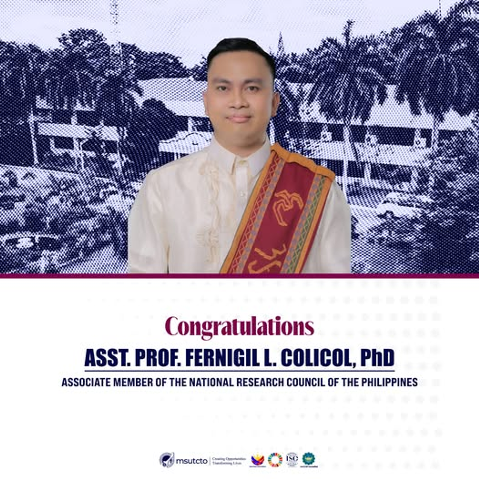 MSU Tawi-Tawi proudly congratulates Asst. Prof. Fernigil L. Colicol, PhD