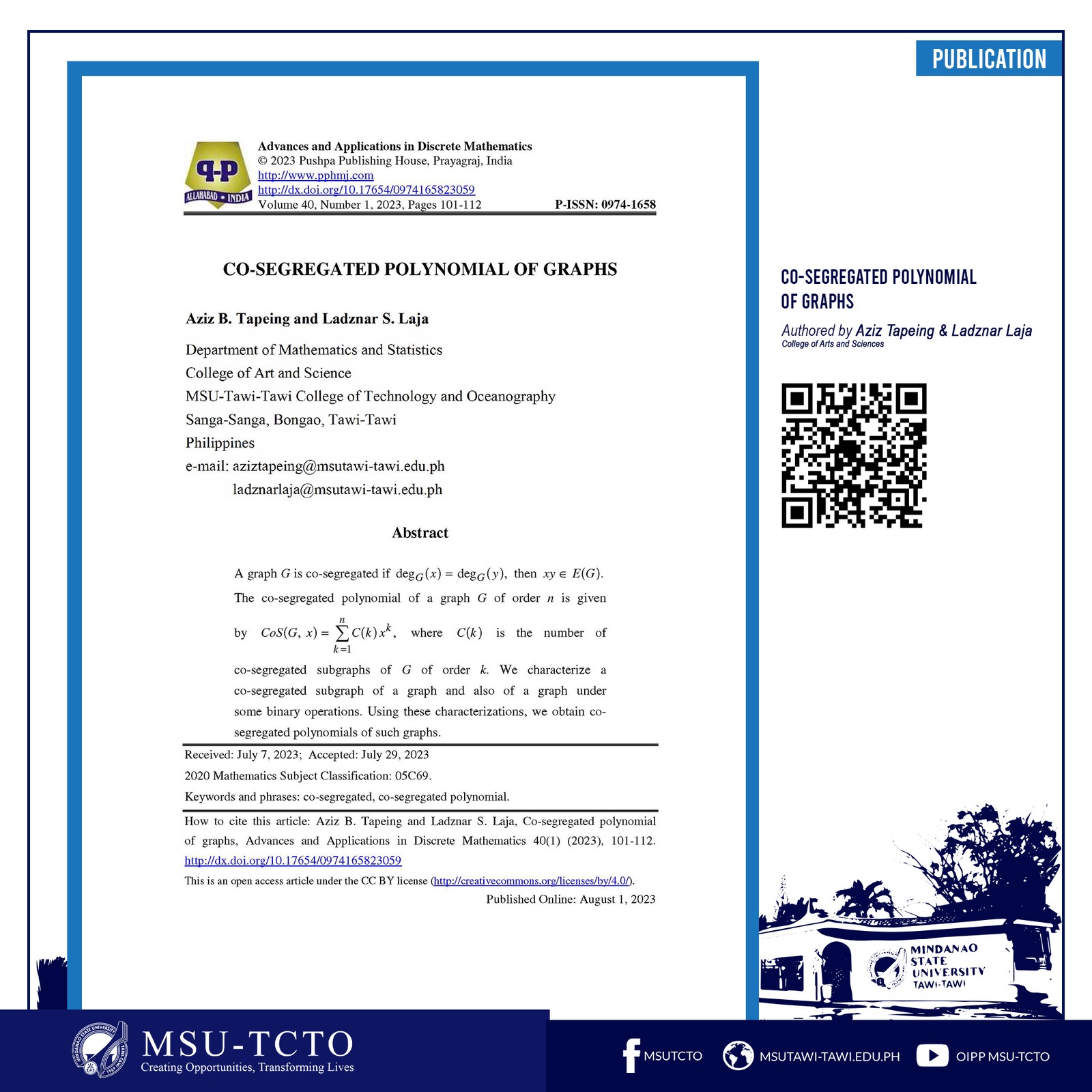 CO-SEGREGATED POLYNOMIAL OF GRAPHS