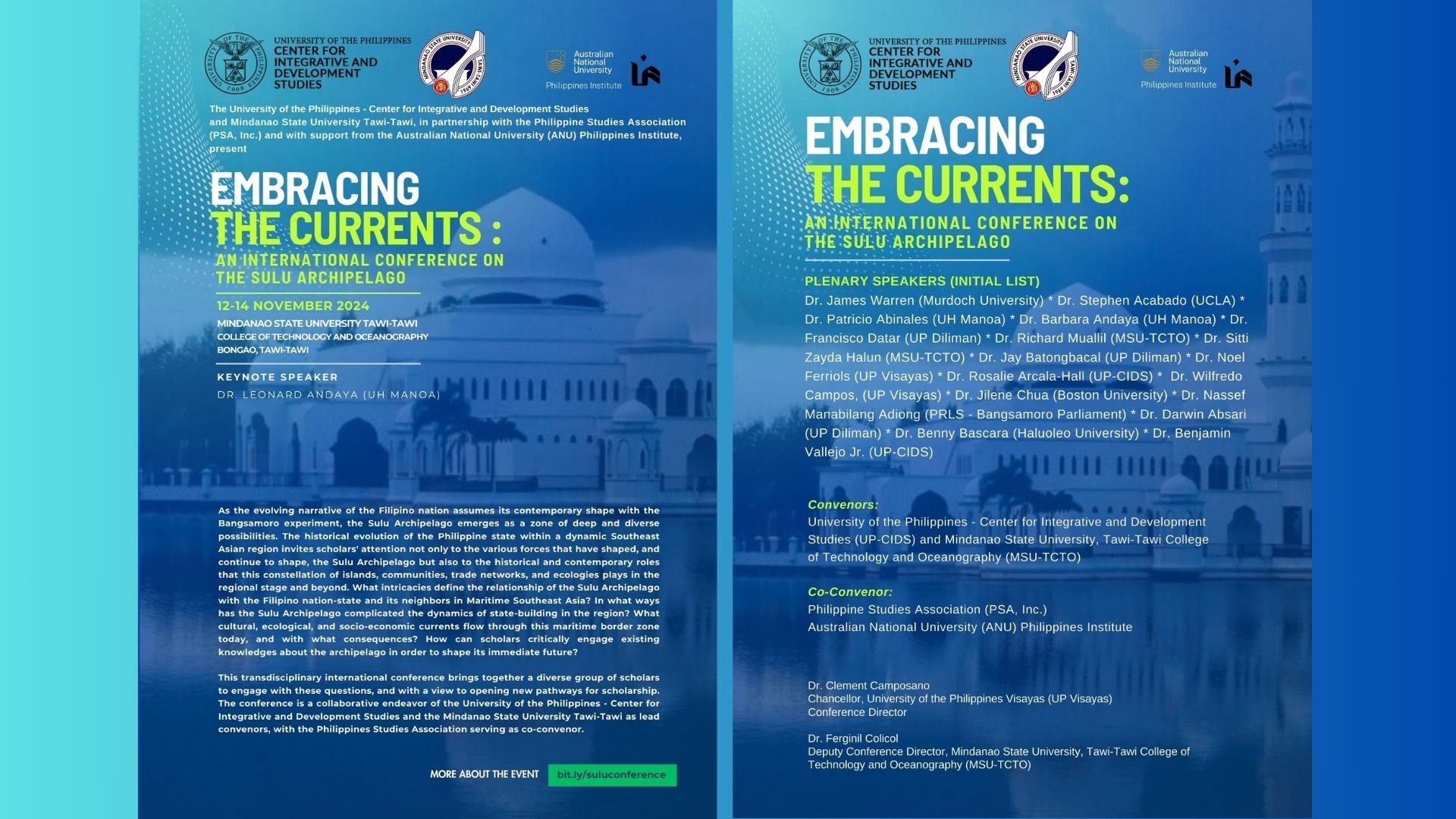 The University of the Philippines - Center for Integrative and Development Studies (UP-CIDS) and Mindanao State University Tawi-Tawi, in partnership with the Philippine Studies Association (PSA, Inc.) 
