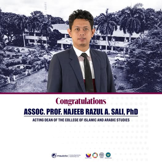 We are pleased to welcome the designation of Assoc. Prof. Najeeb Razul A. Sali, PhD,