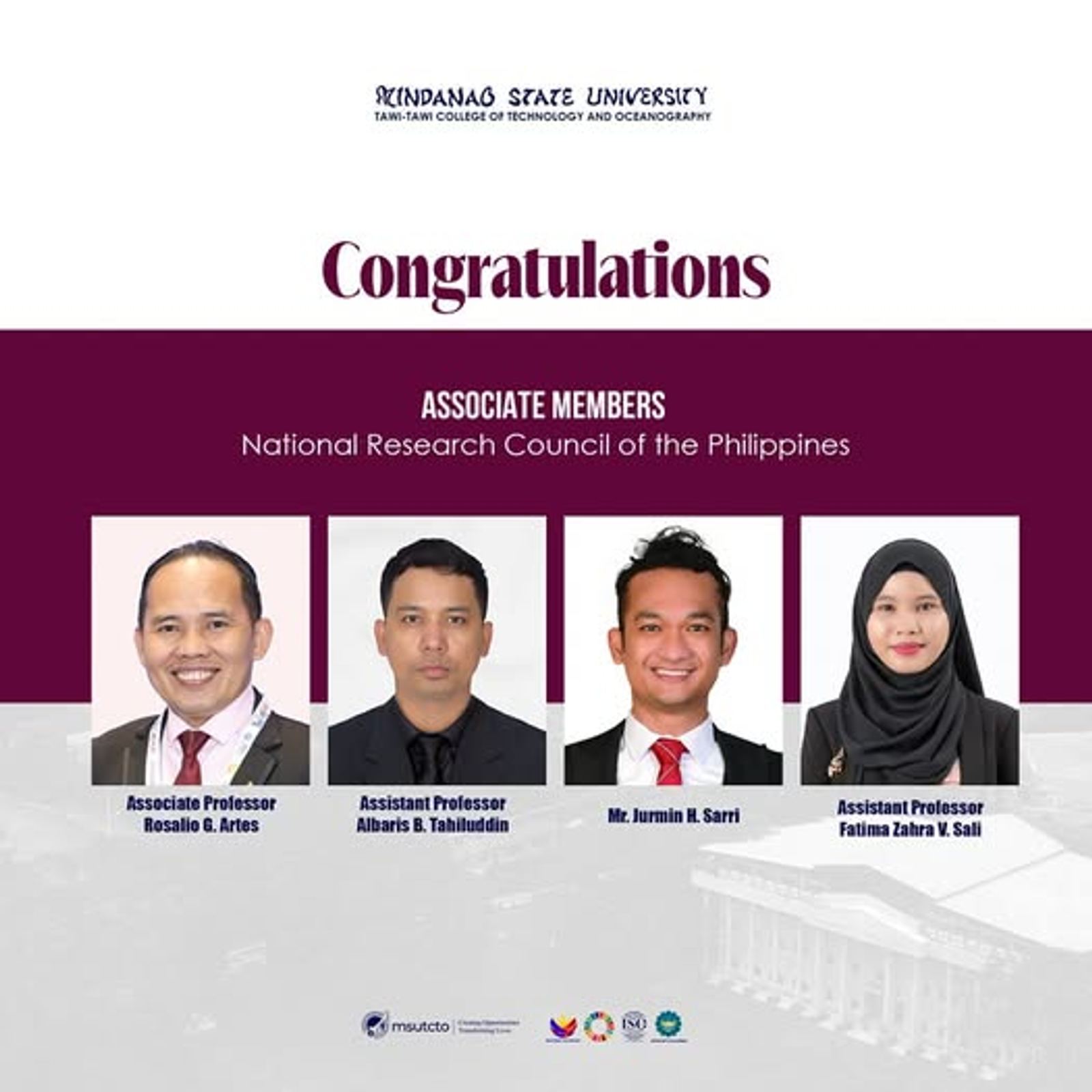 MSU-TCTO Honors Faculty Members’ Prestigious NRCP Recognition