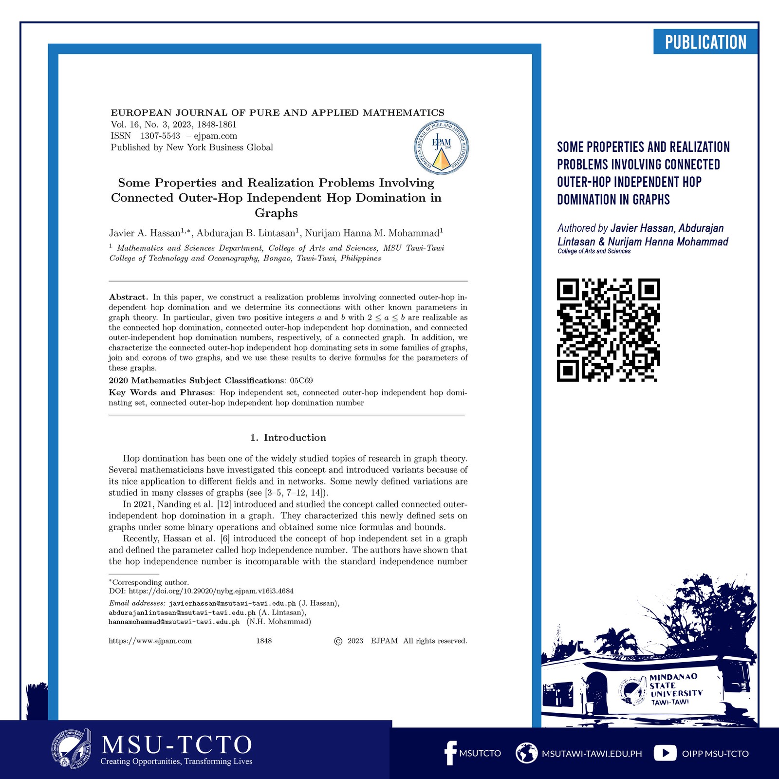 Some Properties and Realization Problems Involving Connected Outer-Hop Independent Hop Domination in Graphs