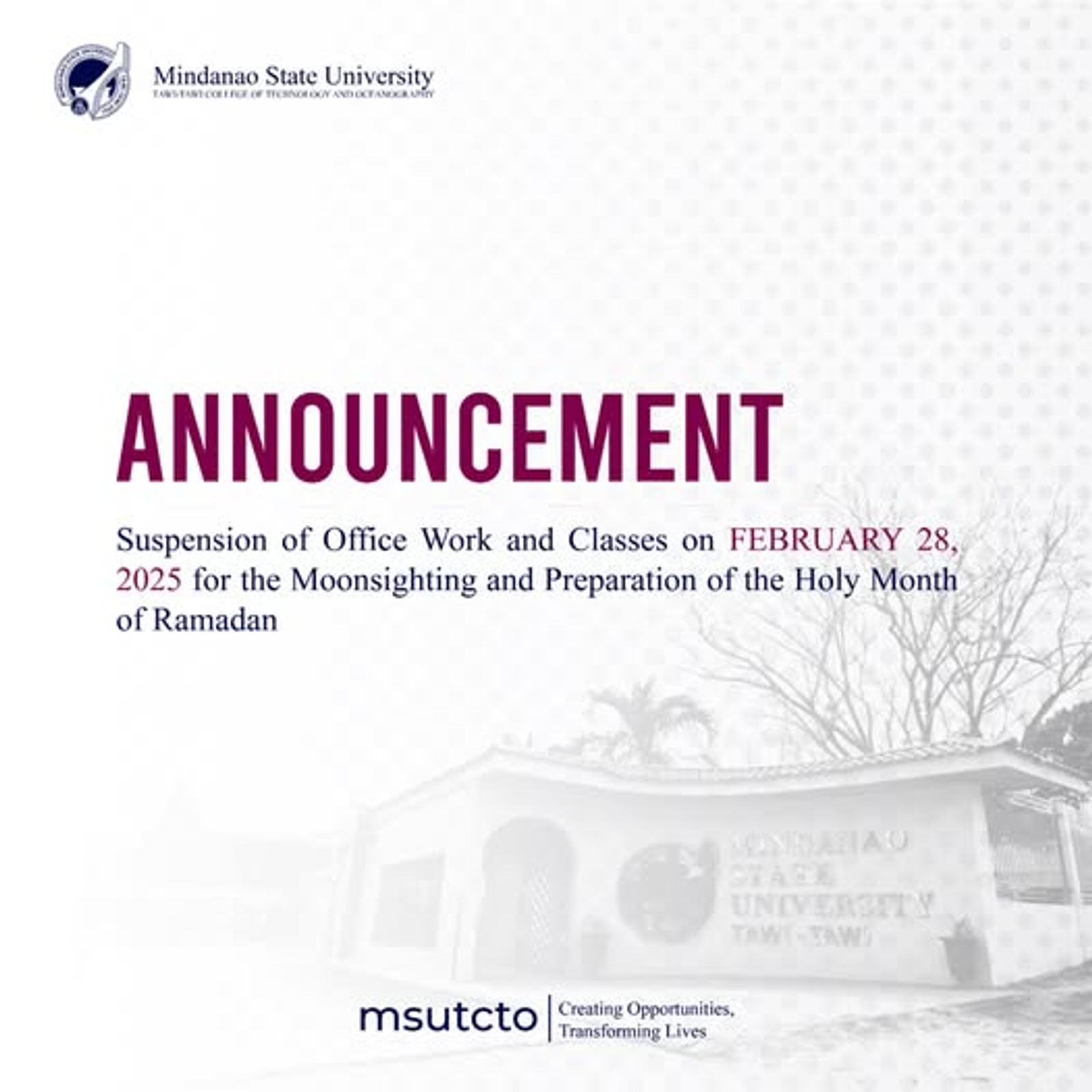 To All University Constituents