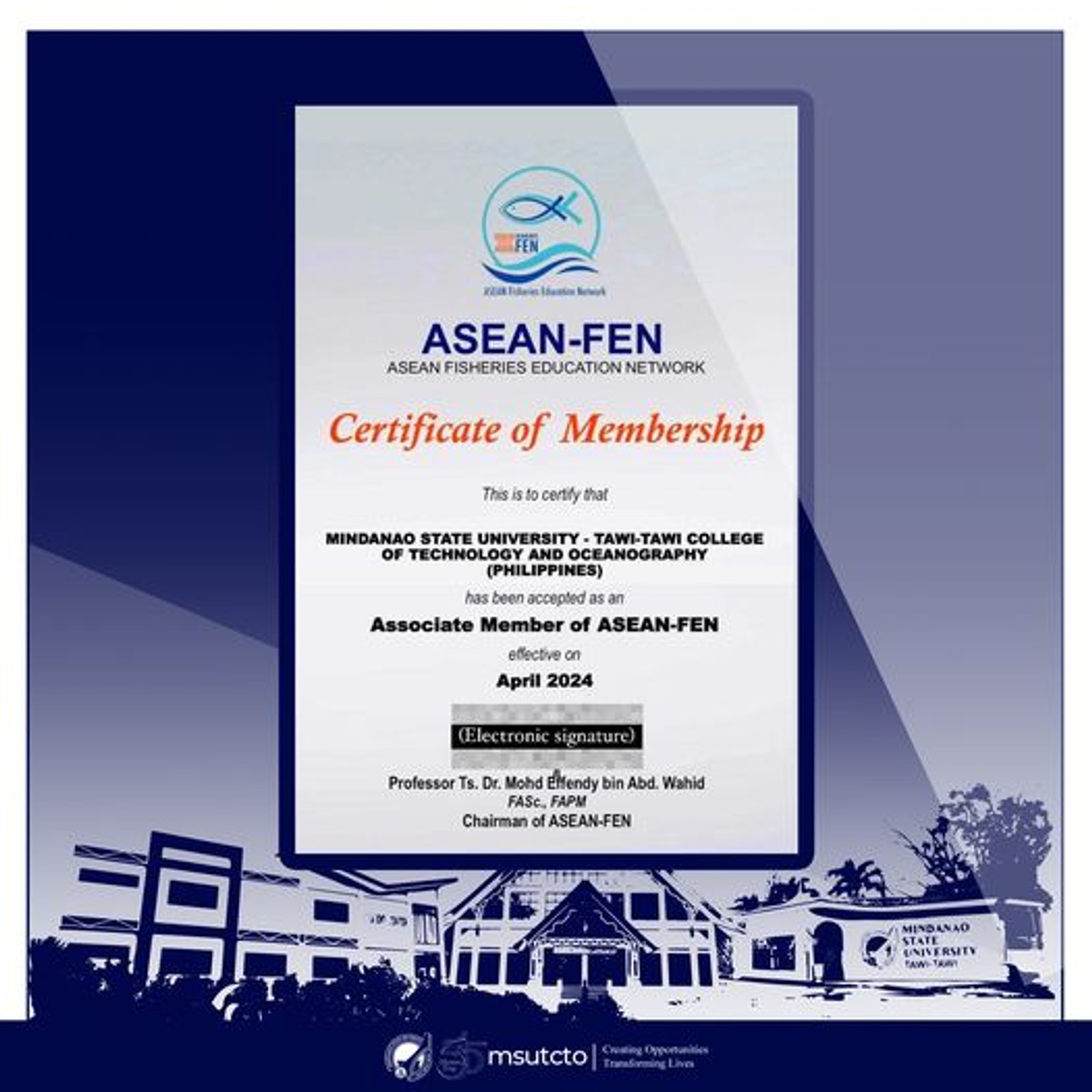 TCTO joins ASEAN FEN: A Landmark in Fisheries Education 