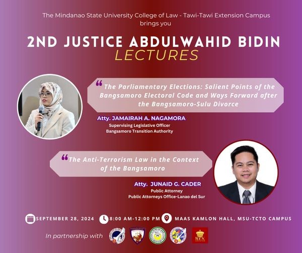 In celebration of Rule of Law Month, the College of Law - Tawi-Tawi Extension 