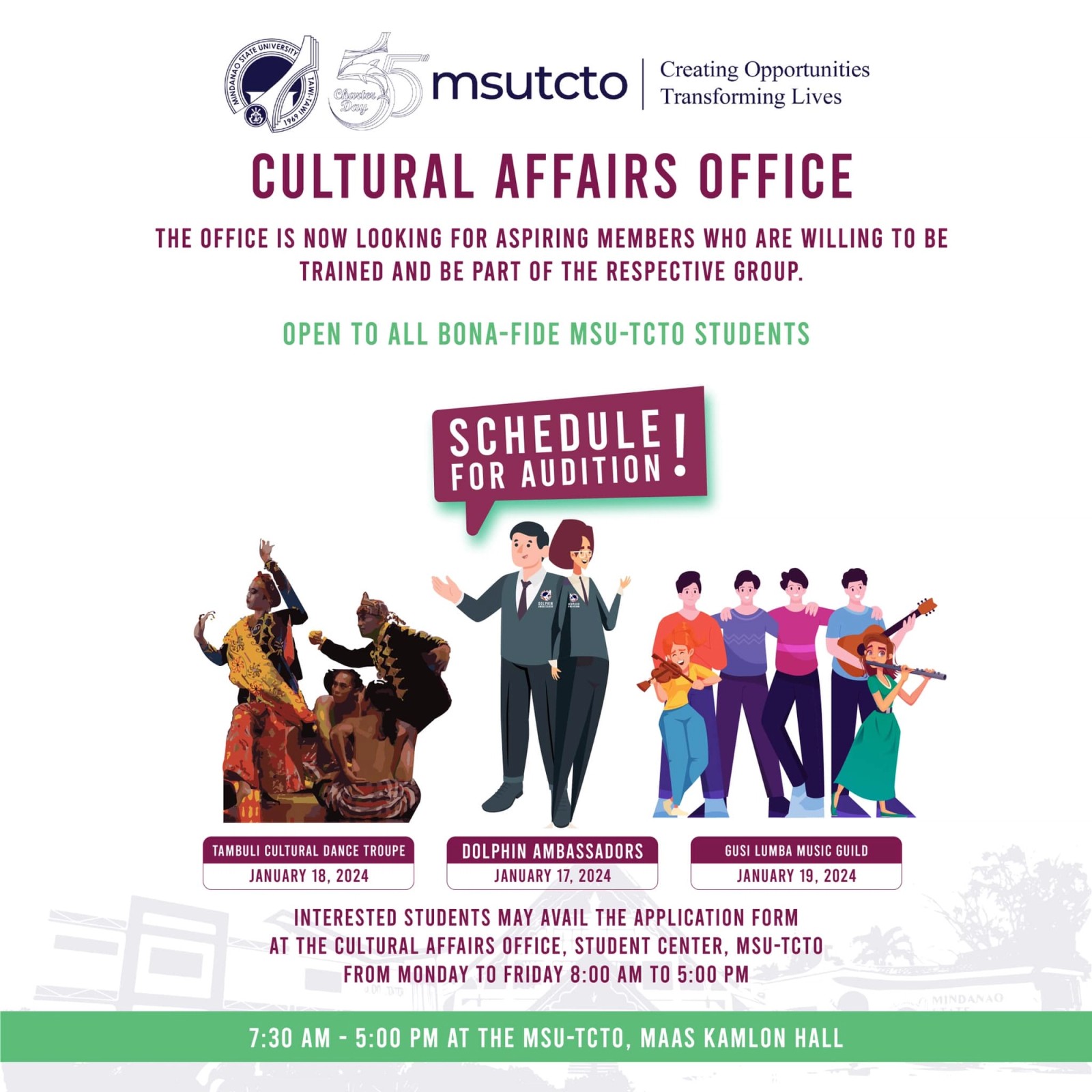 Cultural Affairs Office is now looking for aspiring members