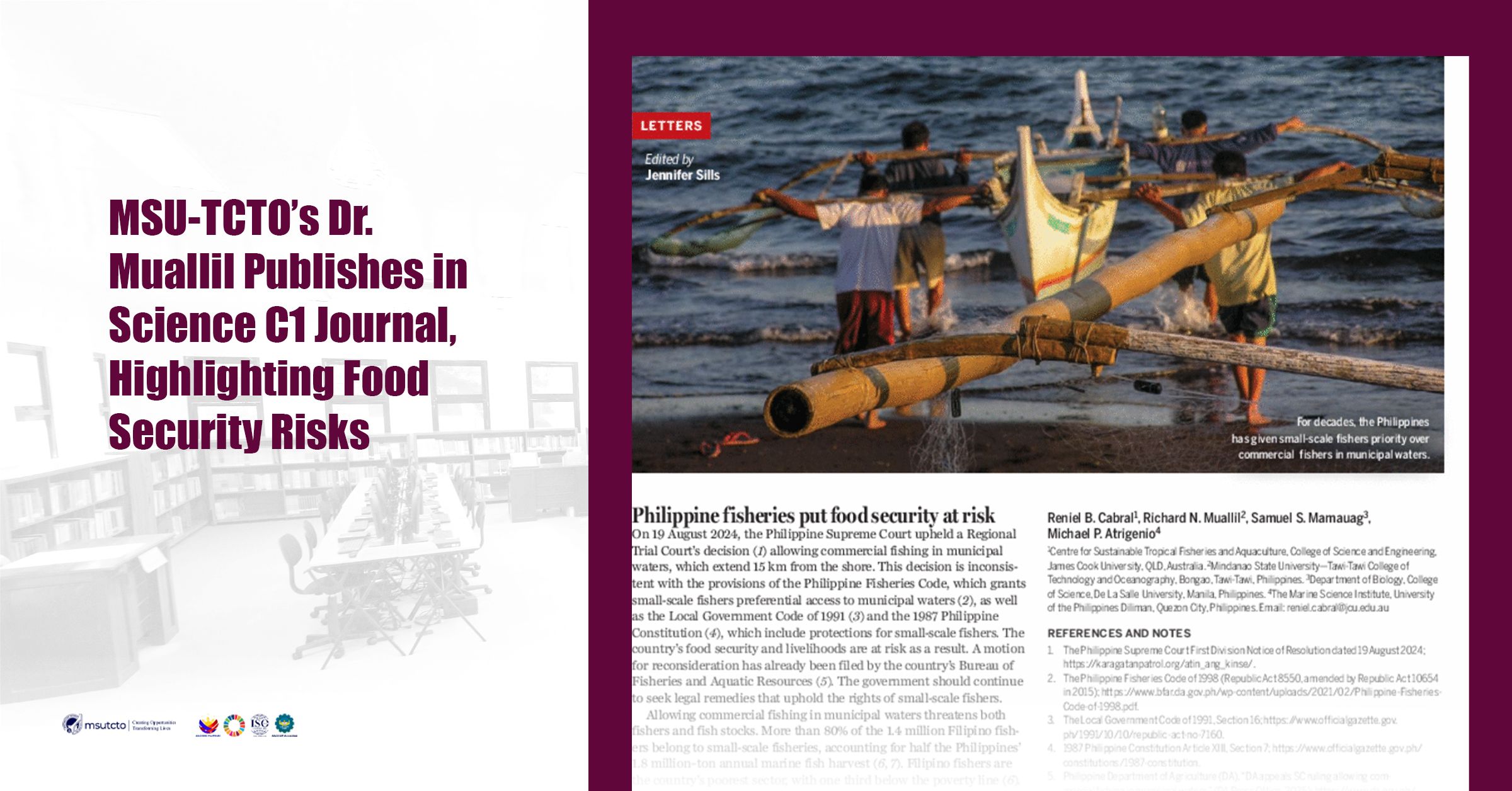 MSU-TCTO’s Dr. Muallil Publishes in Science C1 Journal, Highlighting Food Security Risks