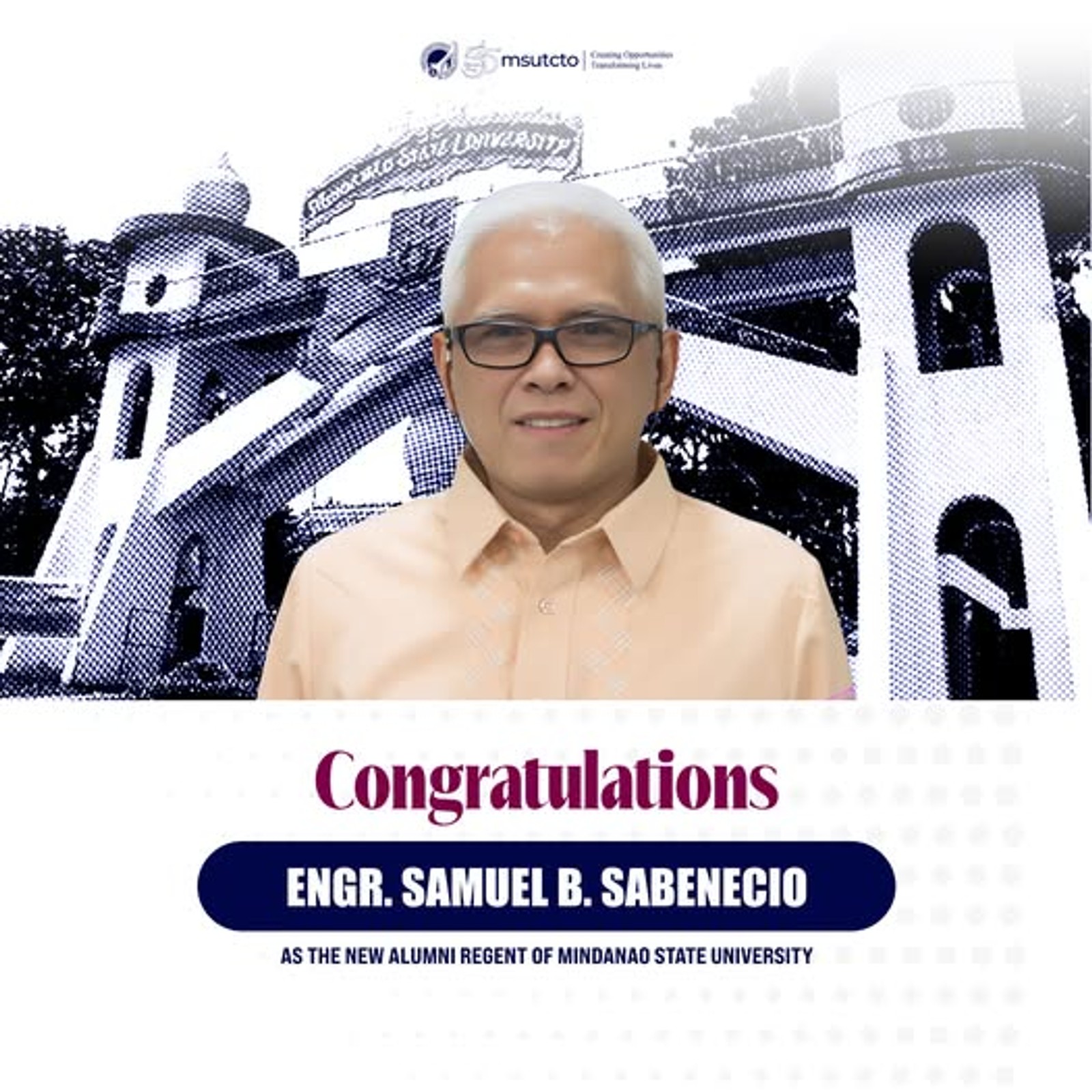 MSU Tawi-Tawi welcomes the appointment of Engr. Samuel B. Sabenecio as the new Alumni Regent of Mindanao State University.