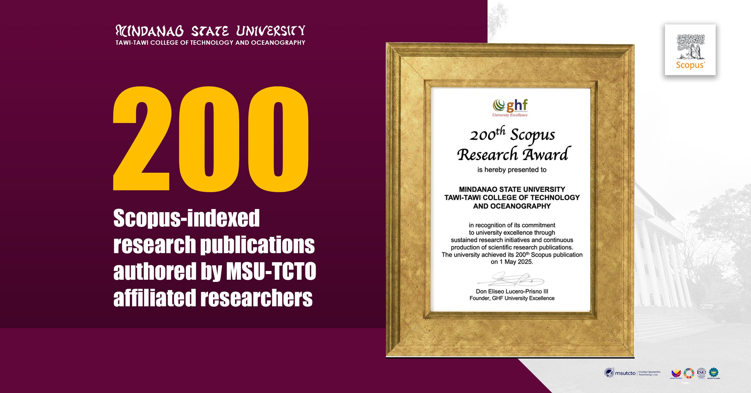 MSU-TCTO Reaches 200 SCOPUS-Indexed Publications!