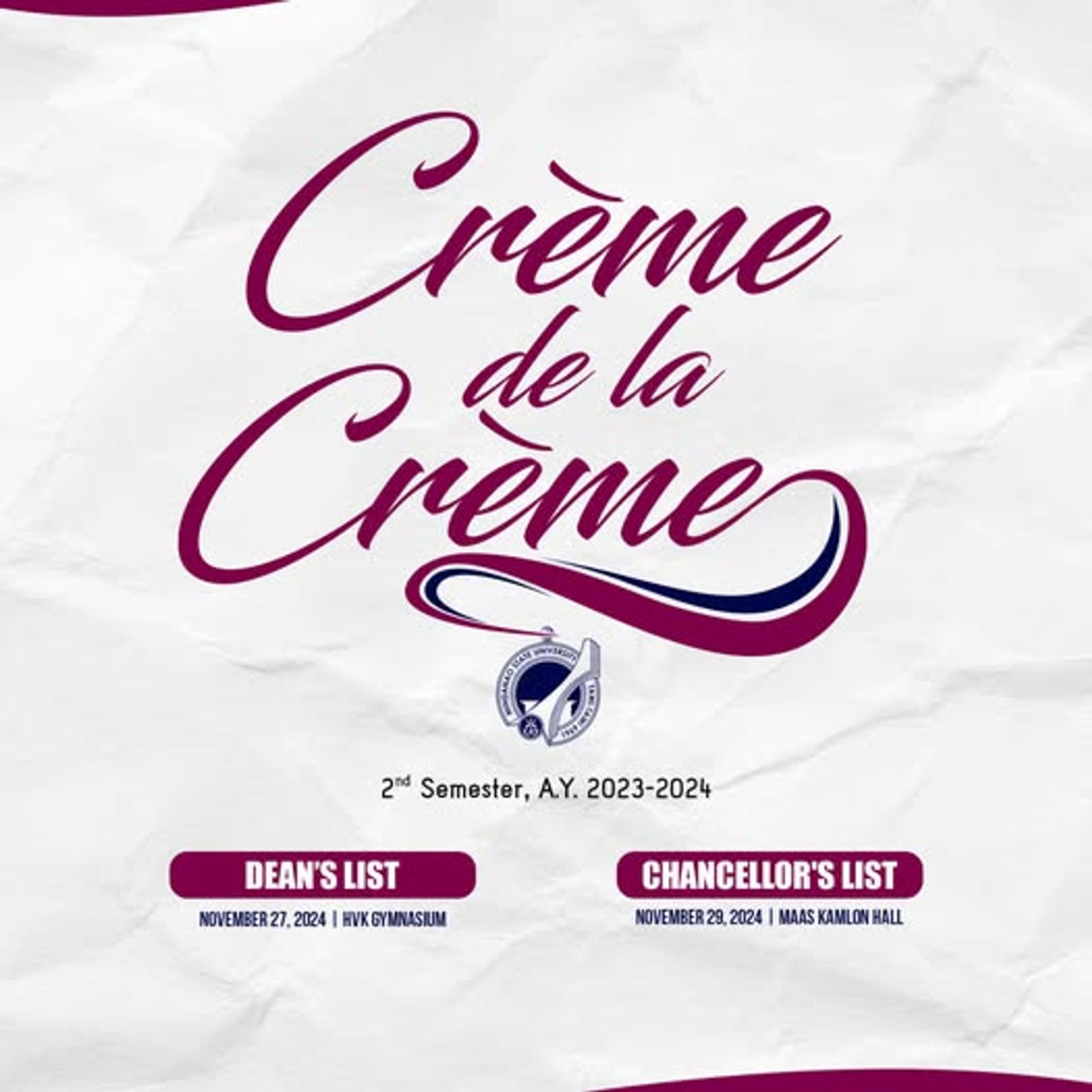 ANNOUNCEMENT | All awardees are requested to don their corporate attires and attend the Crème de la Crème Program. 