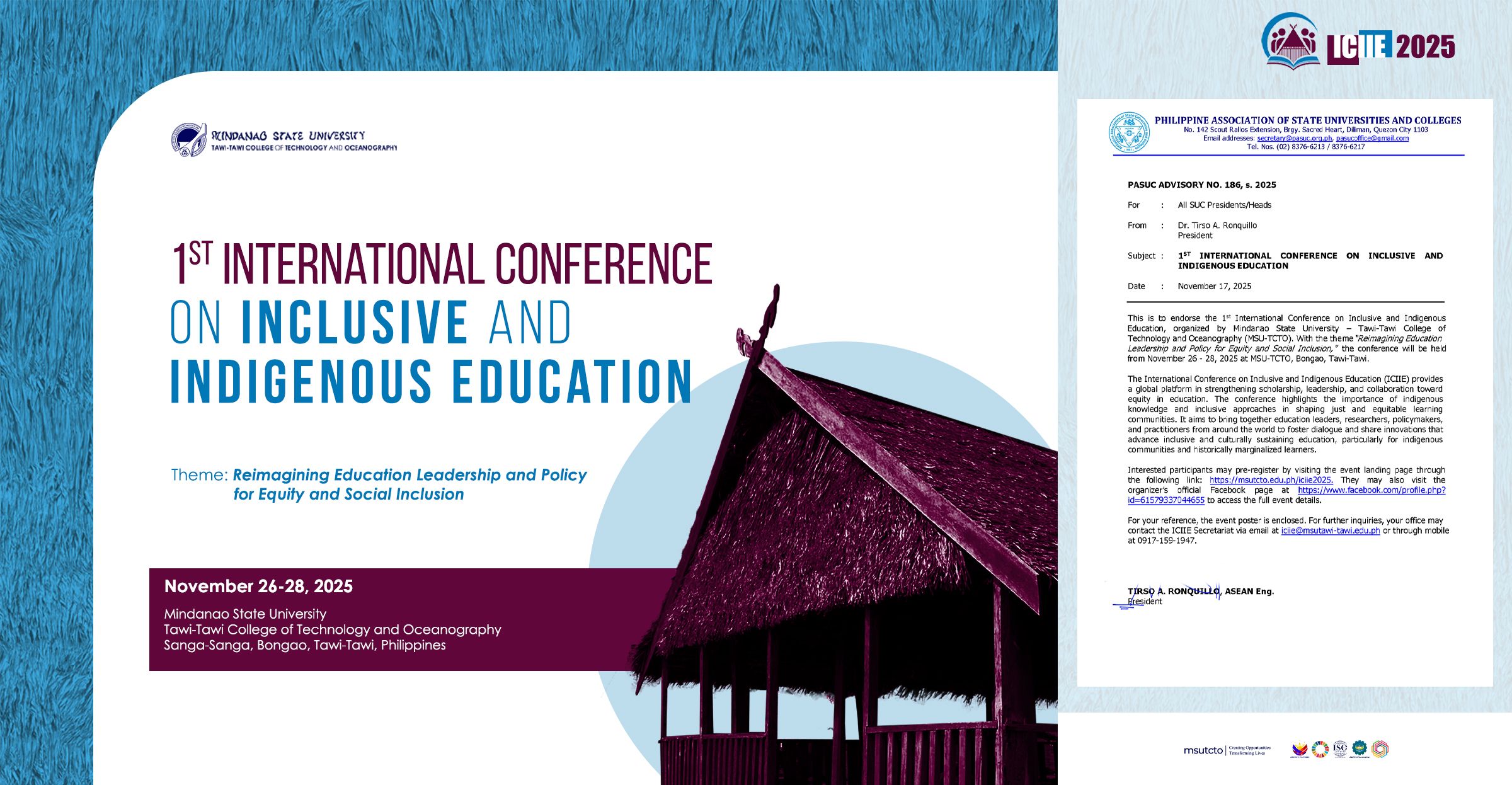 PASUC Endorses the 1st International Conference on Inclusive and Indigenous Education (ICIIE) 2025