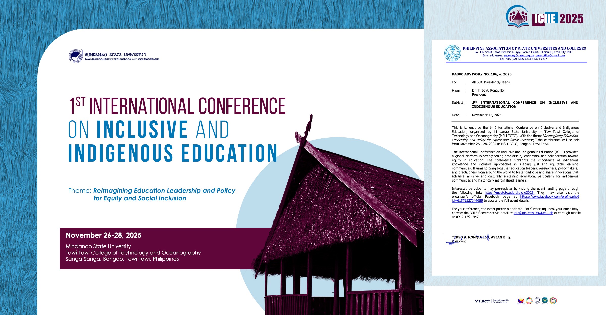 PASUC Endorses the 1st International Conference on Inclusive and Indigenous Education (ICIIE) 2025