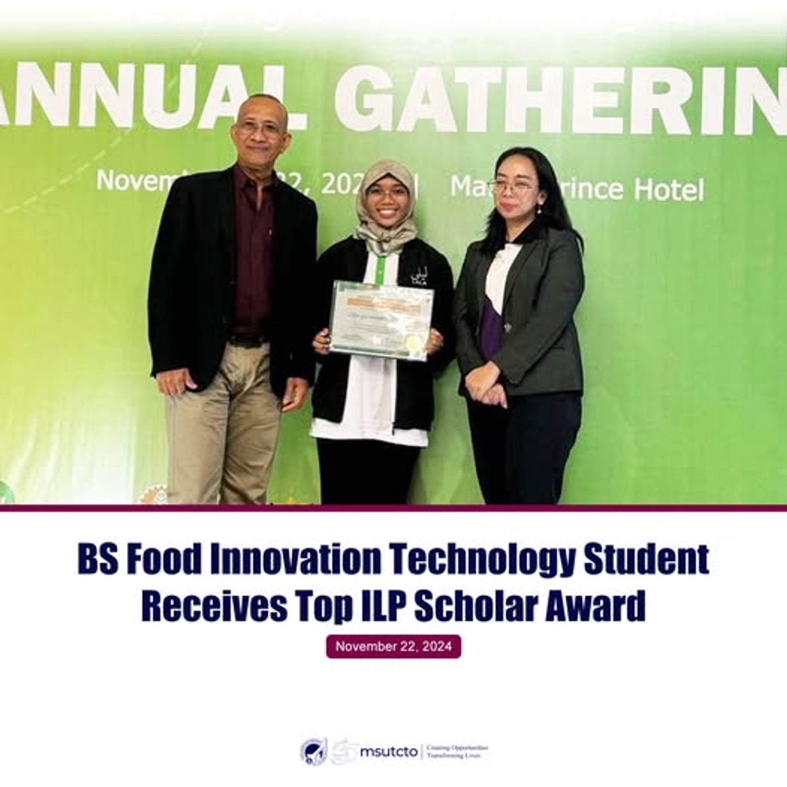 BS Food Innovation Technology Student Receives Top ILP Scholar Award
