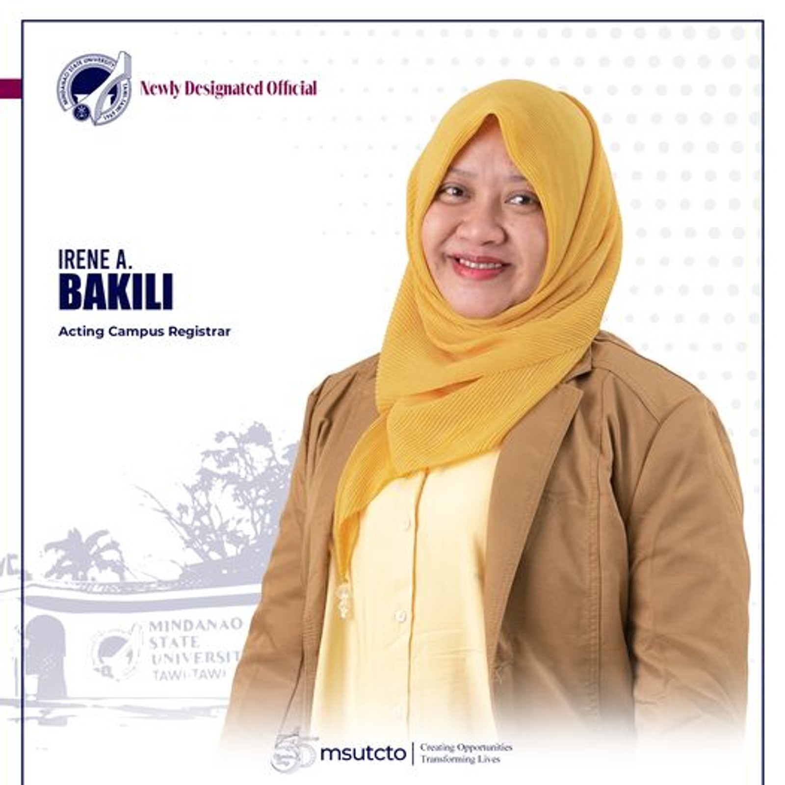 We are pleased to announce the designation of Ms. Irene A. Bakili