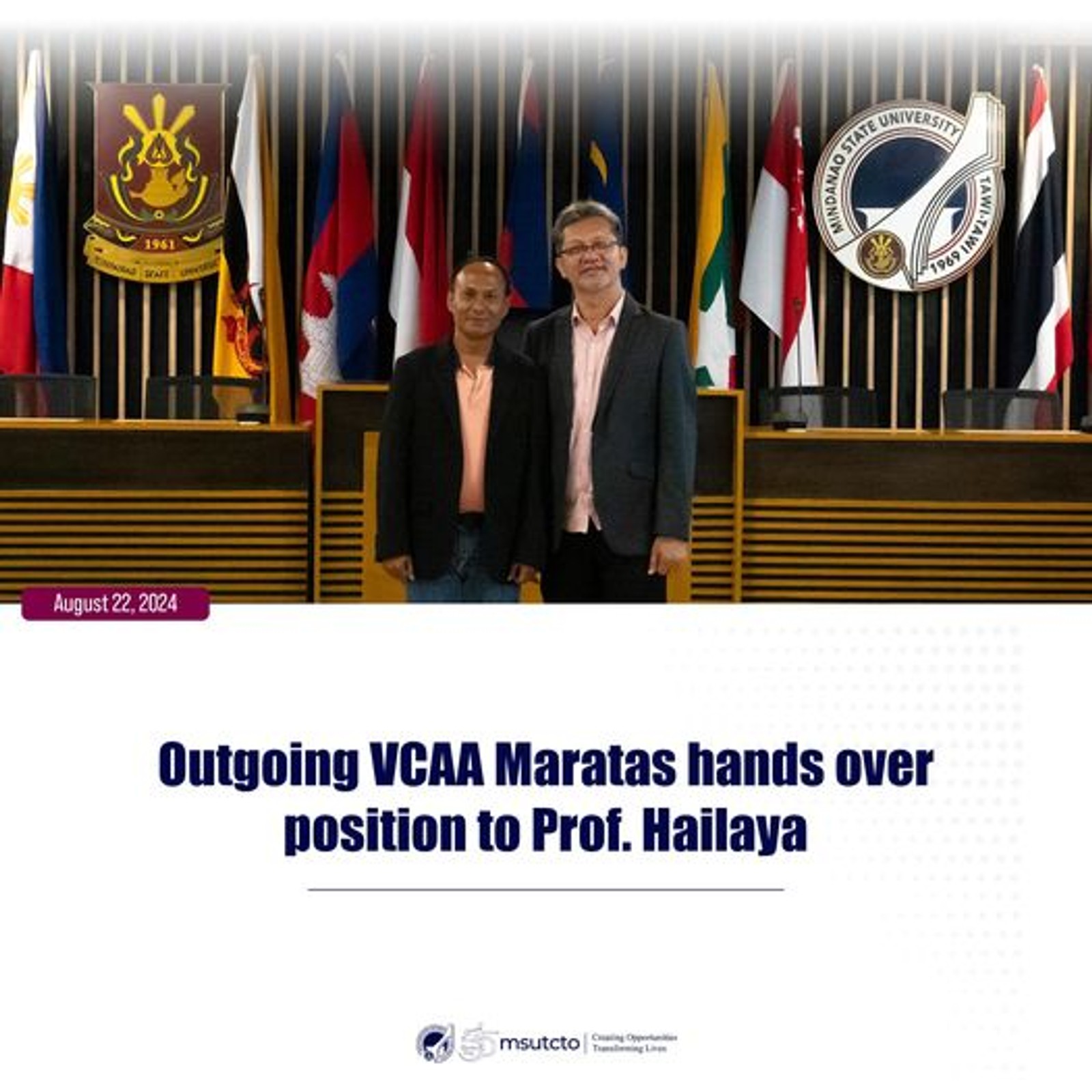 Outgoing VCAA Maratas hands over position to Prof.Hailaya
