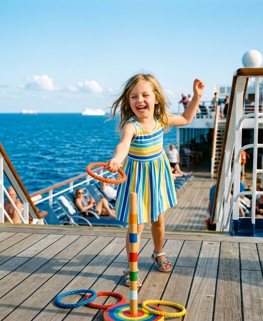 Children playing with Gumkiki toys on a cruise deck