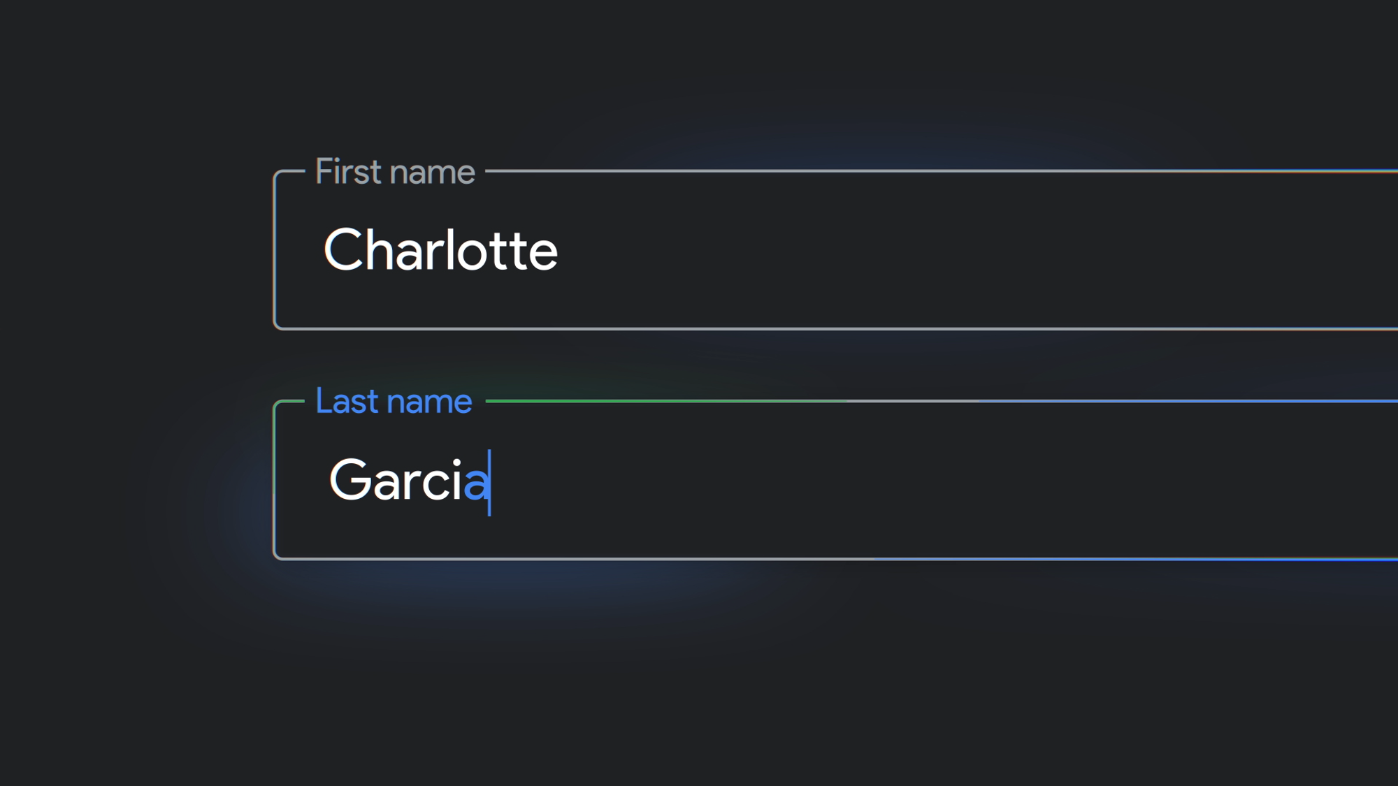 Typing first and last name for email.
