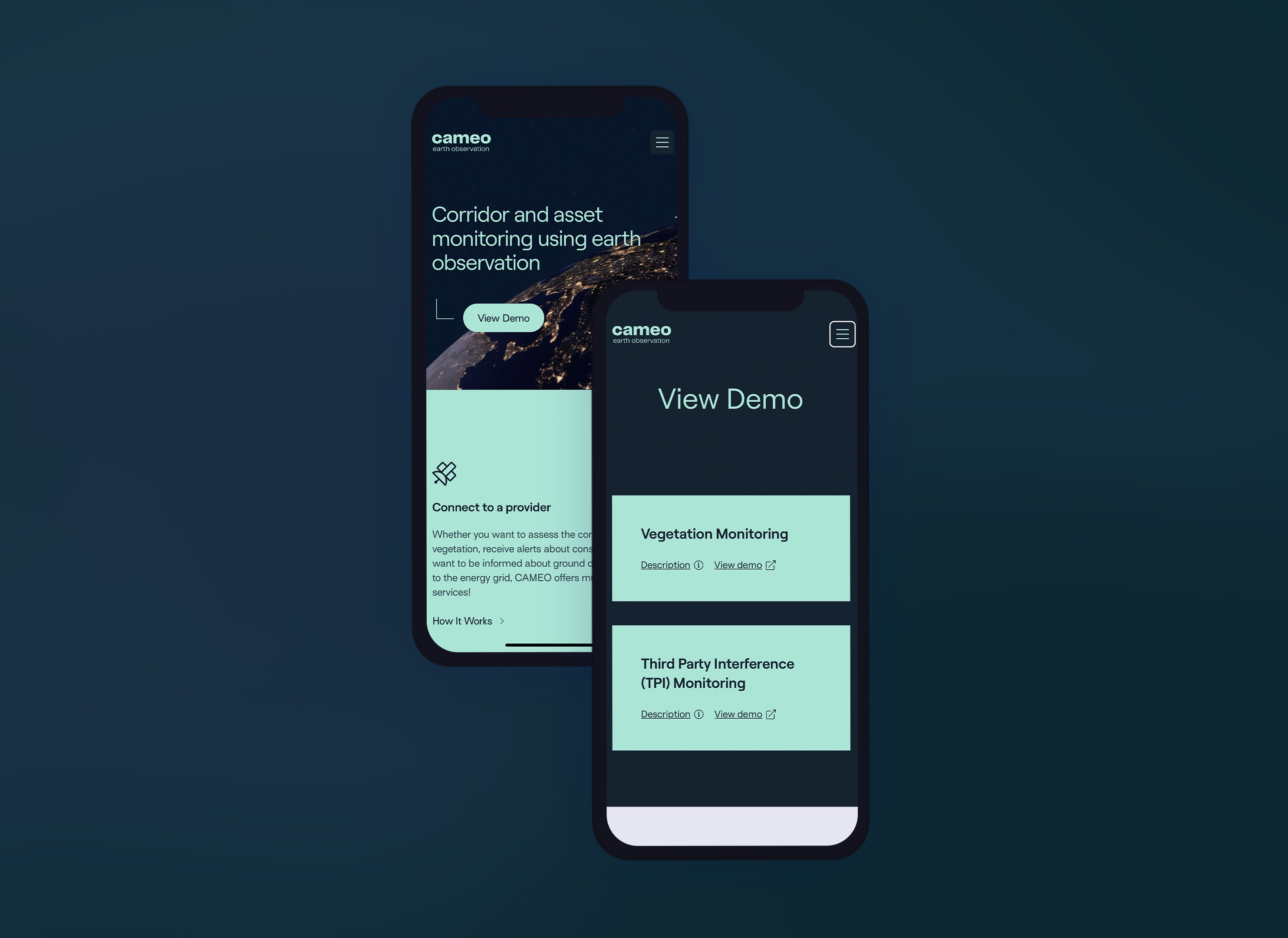 Cameo nettside på mobil. Grafikk.
