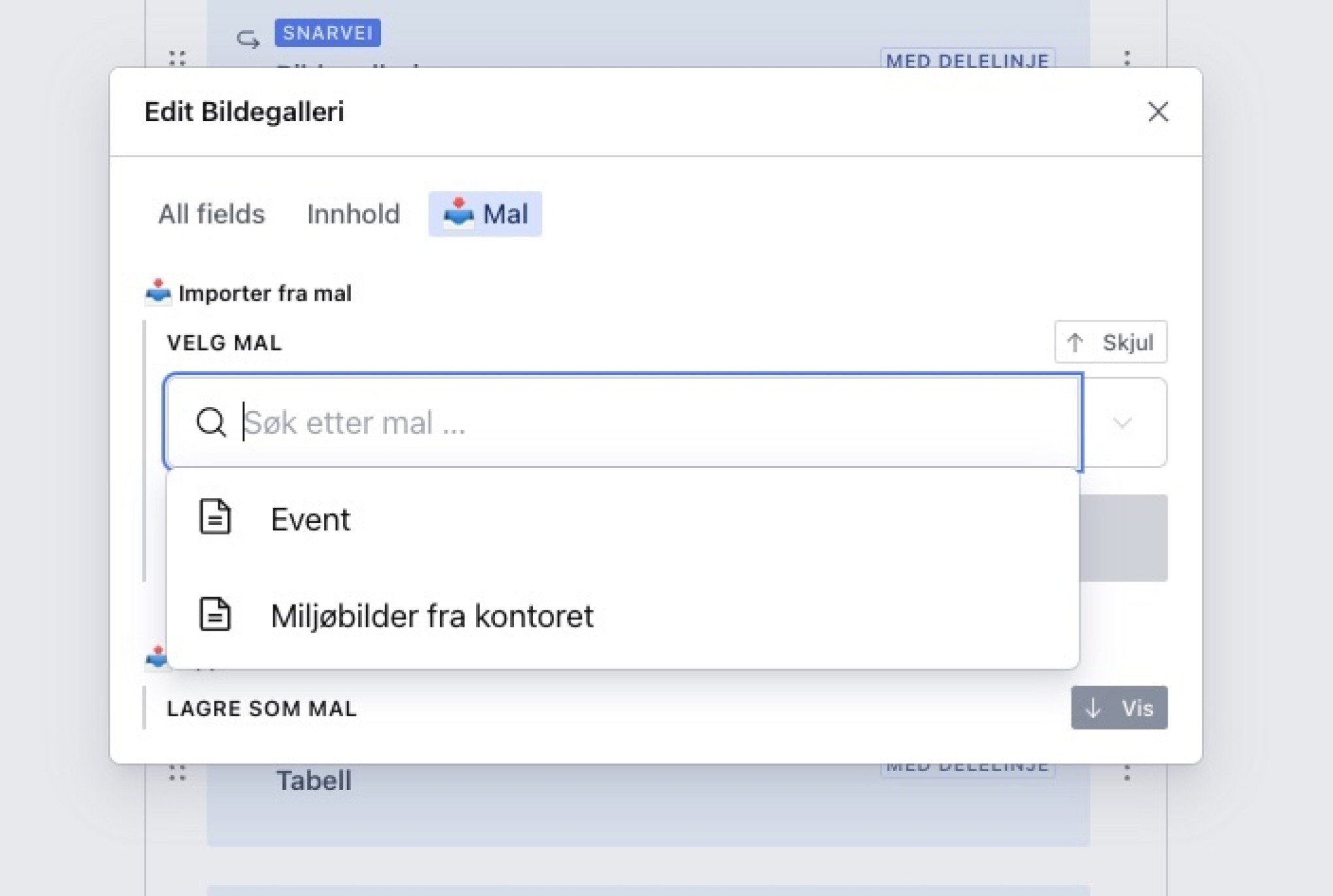 et skjermbilde av en nettside som viser et popup-vindu.