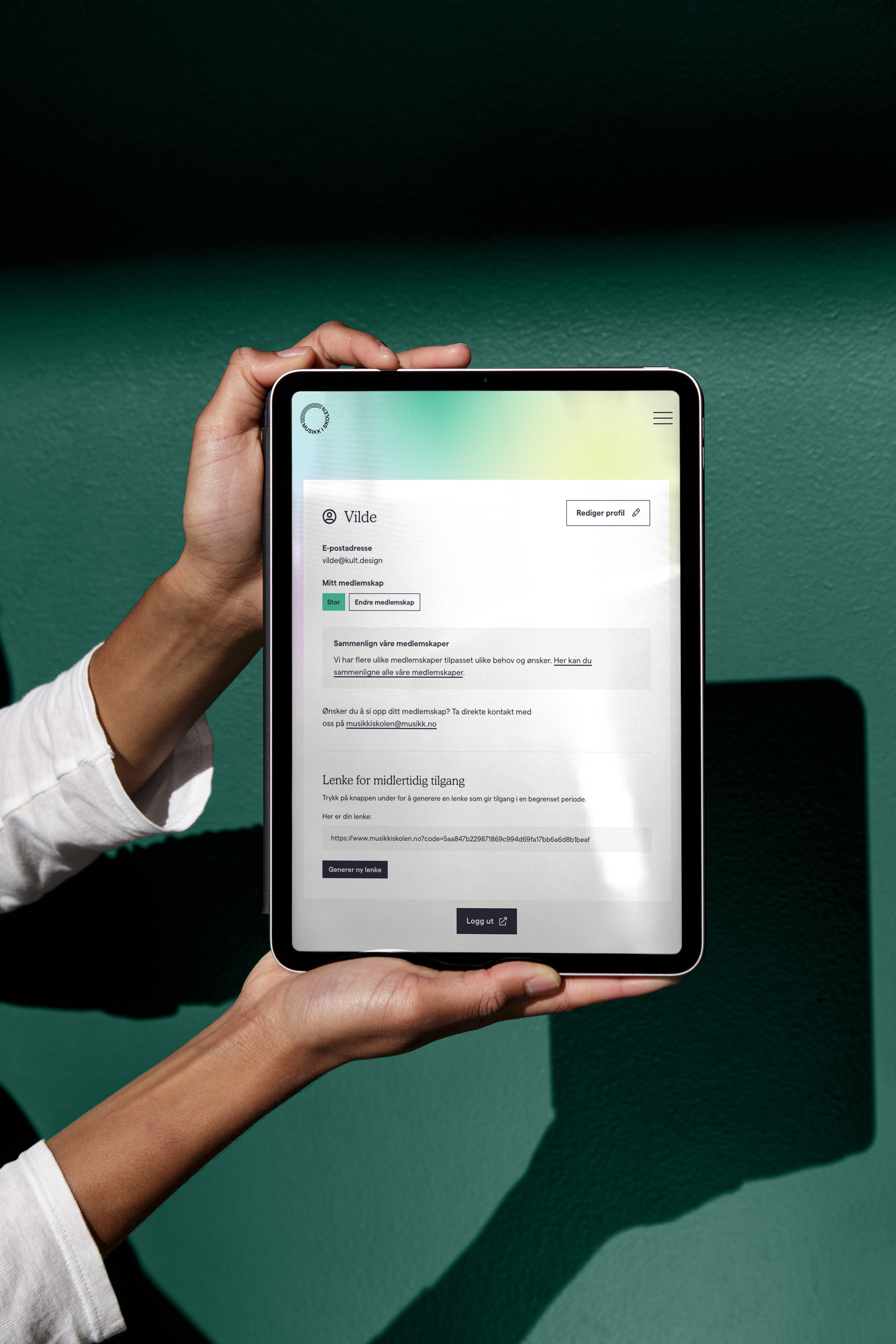 Skjerm som viser medlemsinnstillingene. Foto.