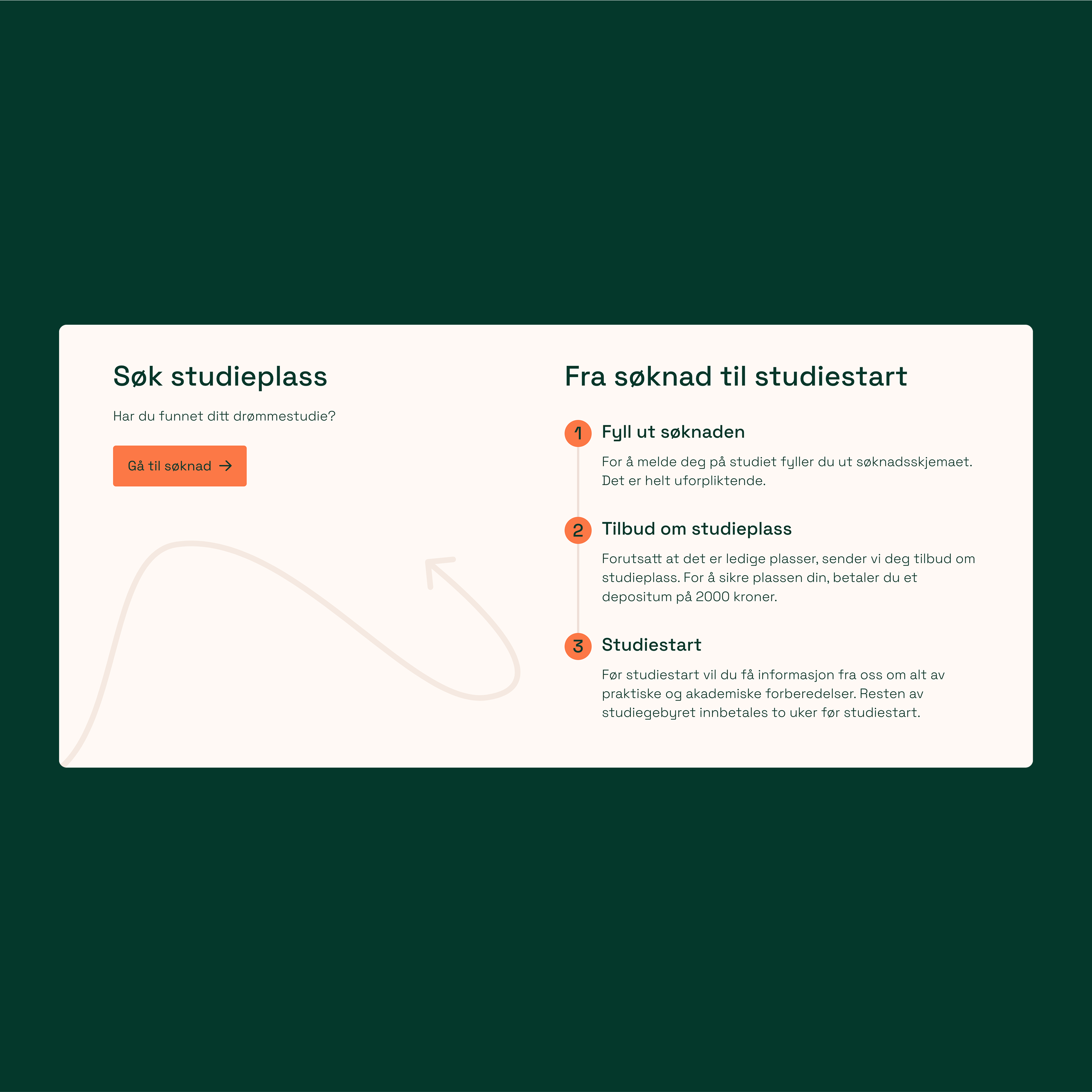 a screenshot of a website that says søk studieplass