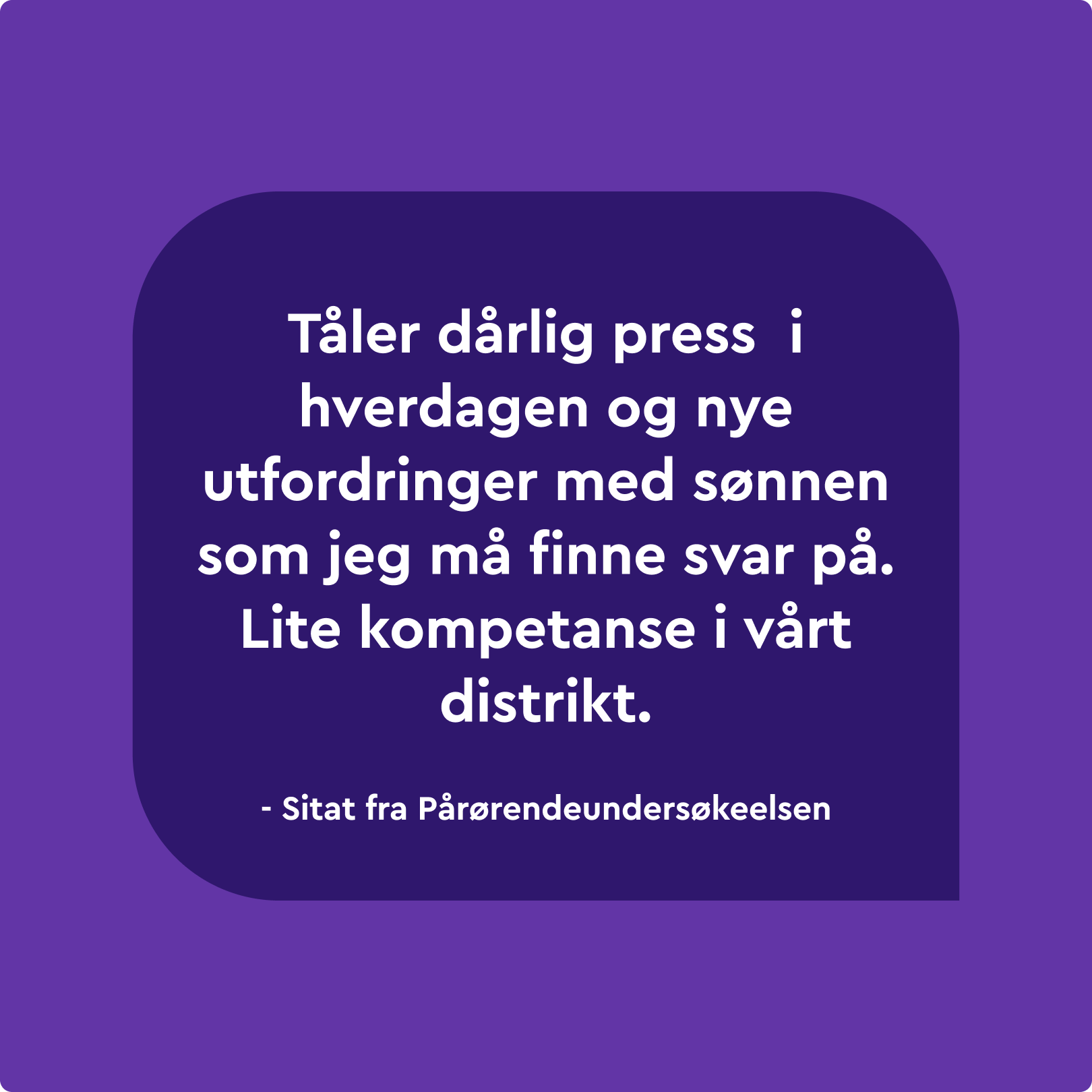 Et sitat inne i en lilla snakkeboble