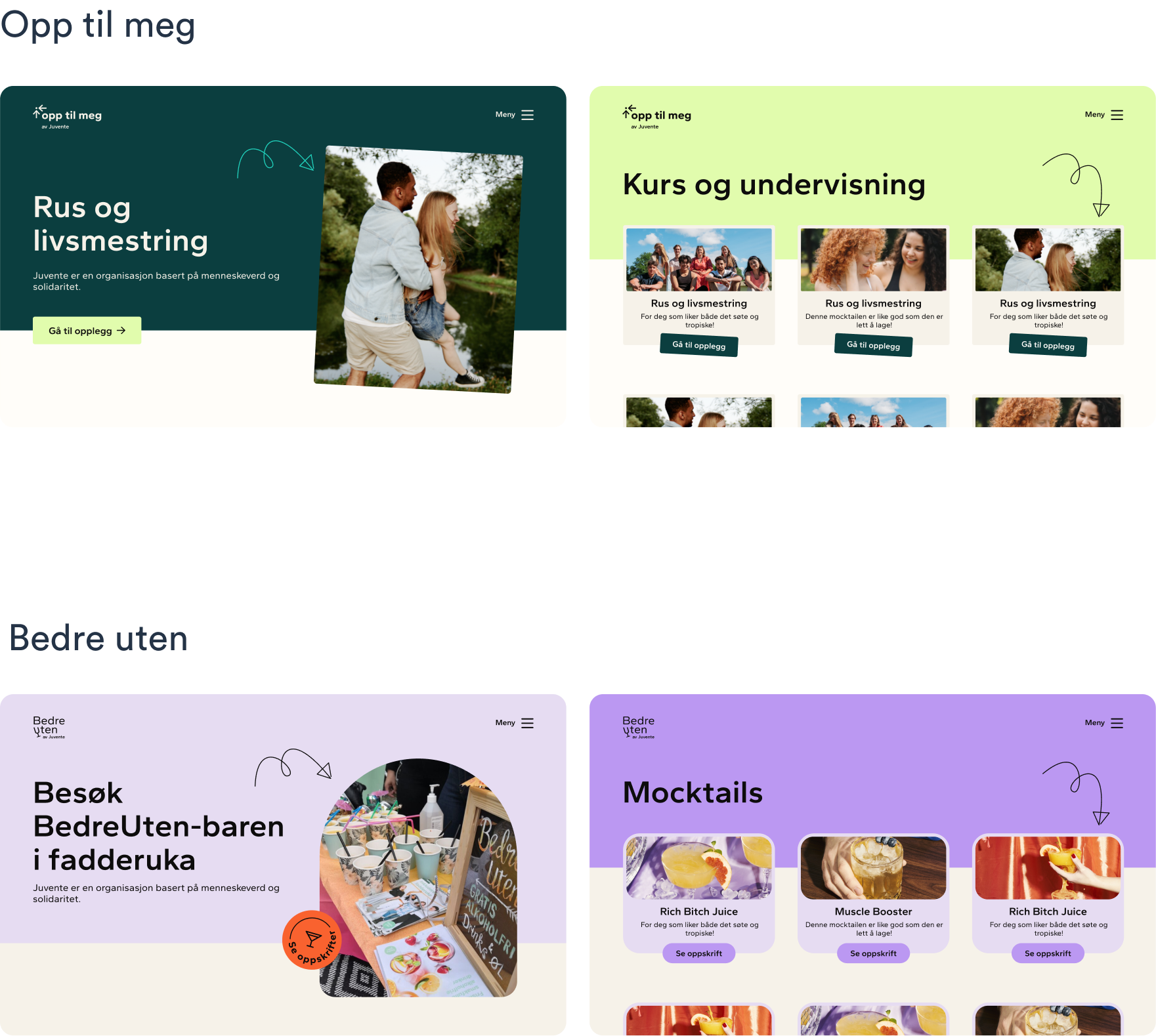 a collage of four different websites including one that says mocktails