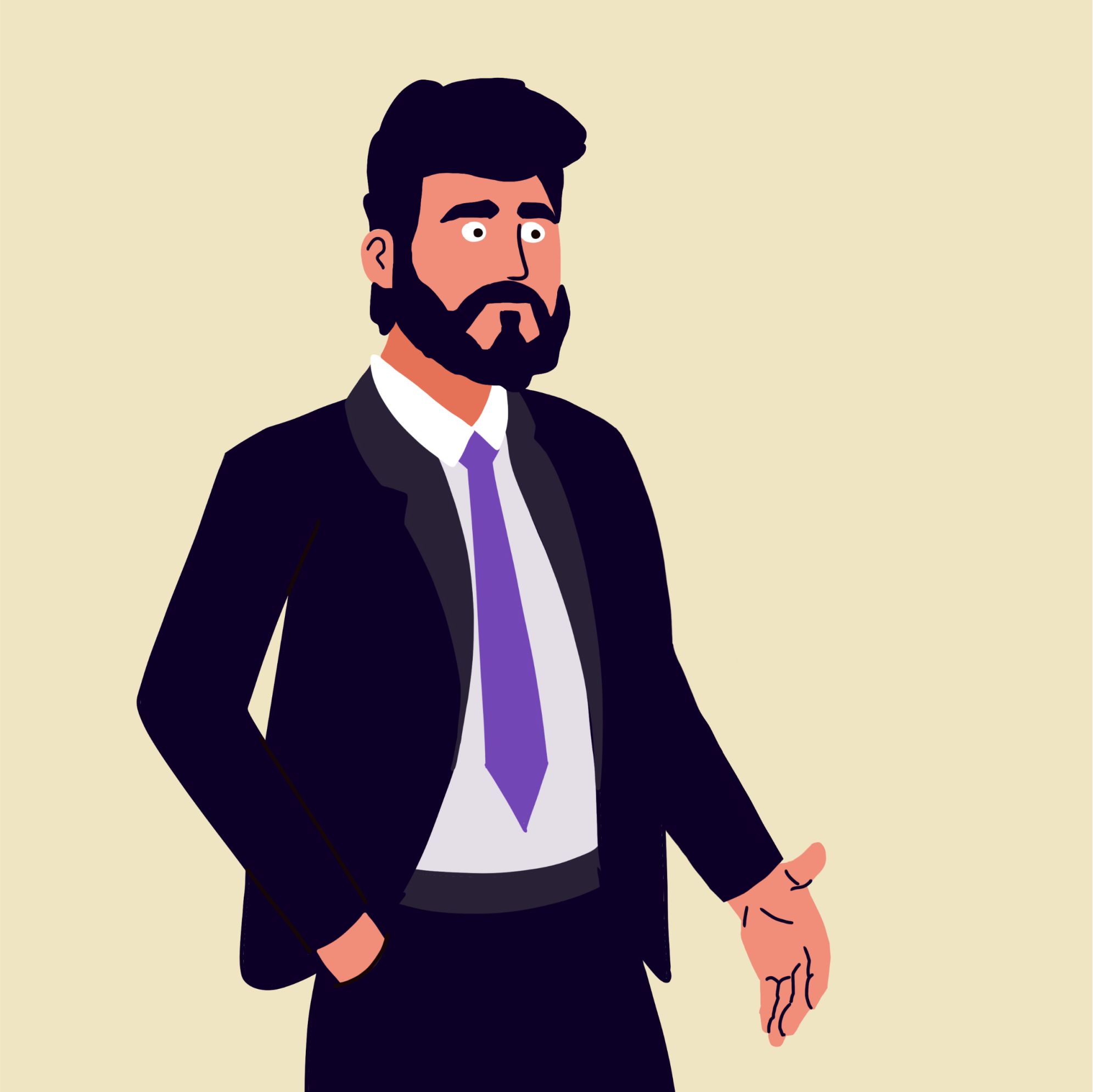 Illustrasjon av mann i dress og slips