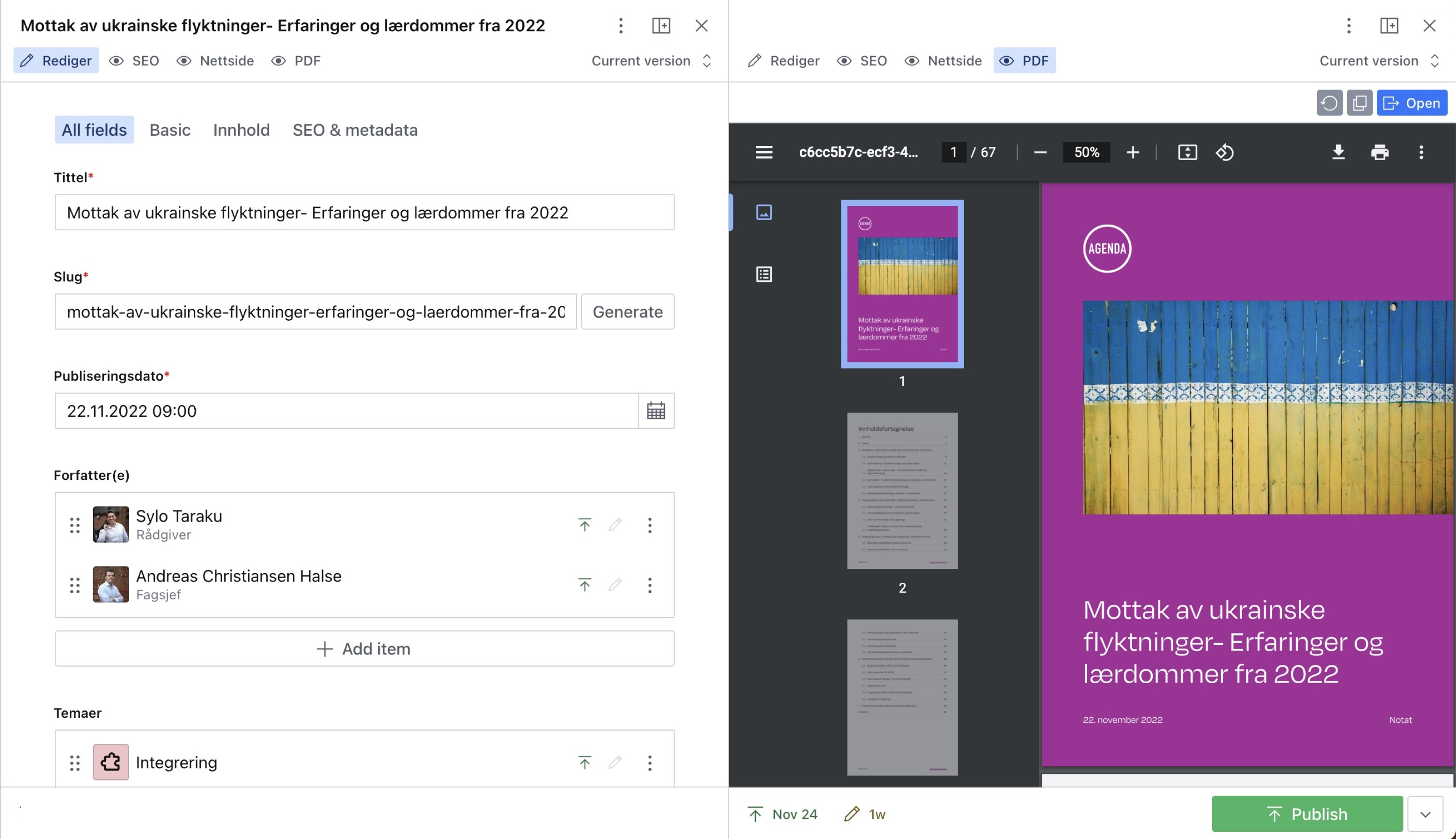 en dataskjerm viser et skjermbilde av en pdf-fil.