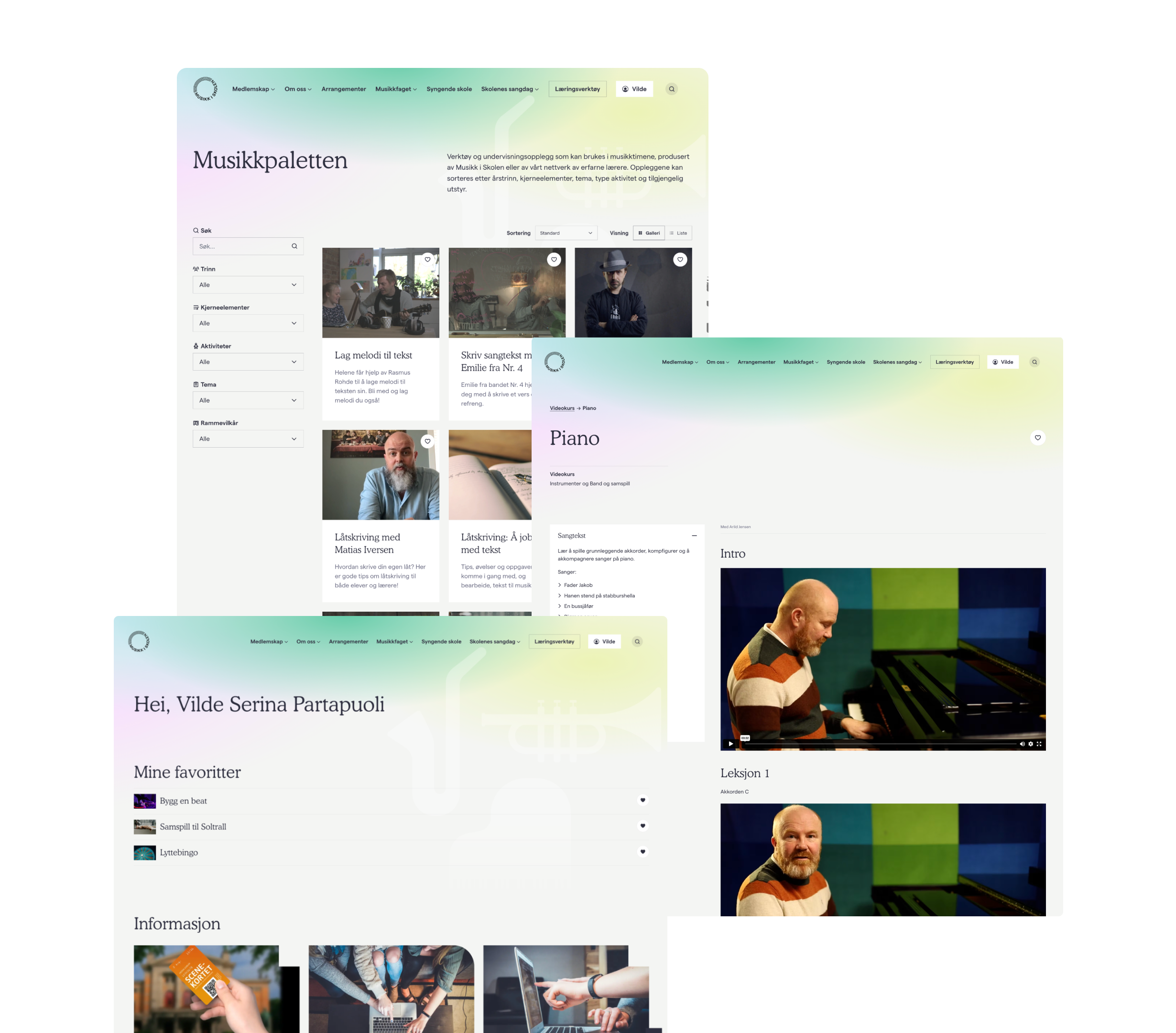 a computer screen shows a website called musikkpaletten