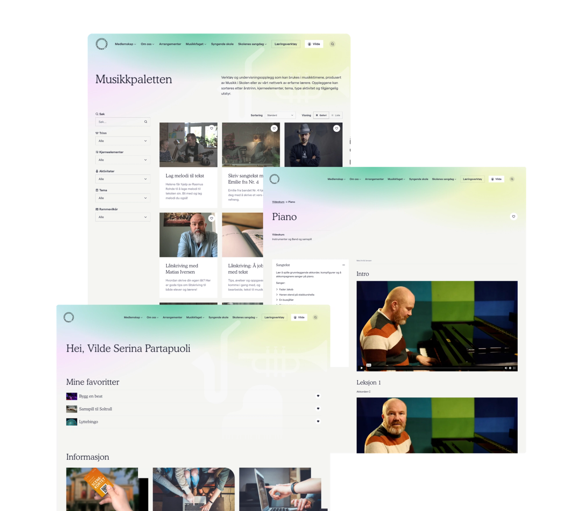 a computer screen shows a website called musikkpaletten