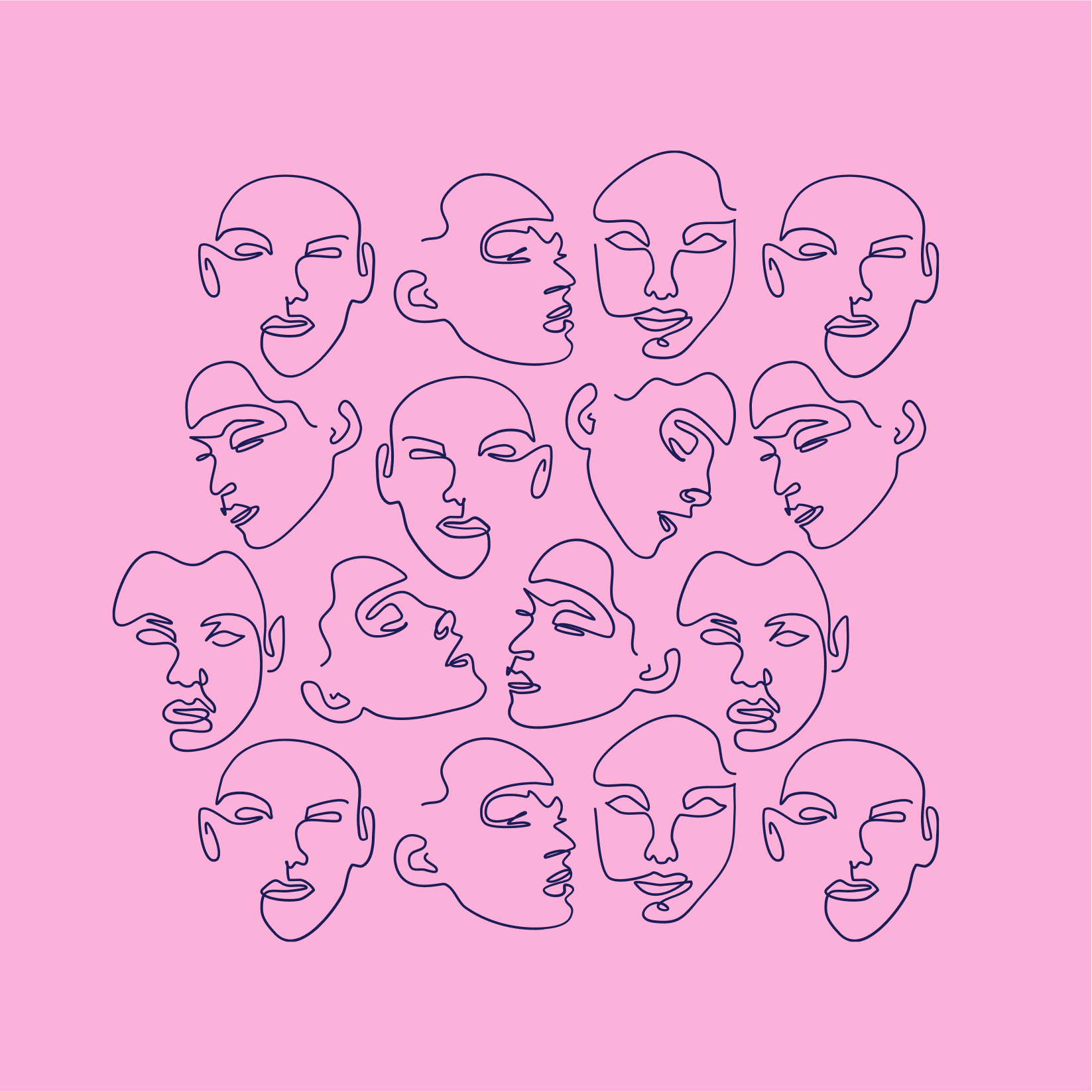 Strekillustrasjoner av abstrakte ansikter