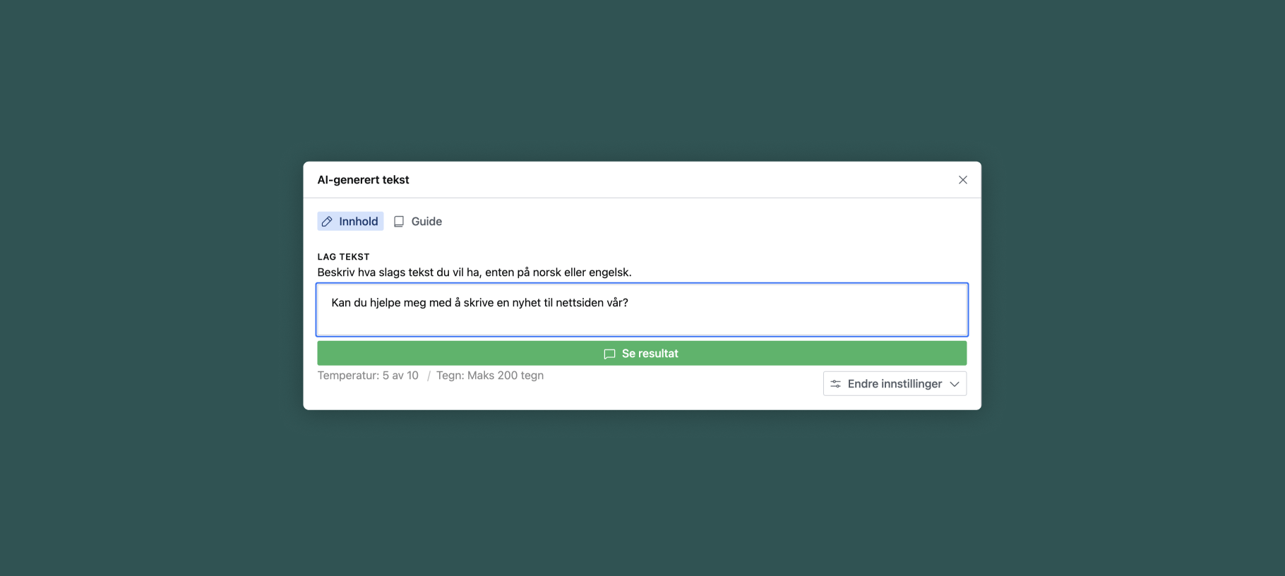 Modul for å lage AI-generert tekst i Sanity