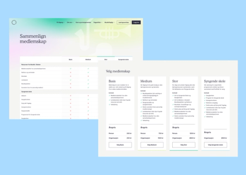 a screenshot of a website that says " sammenlig medlemsskap "