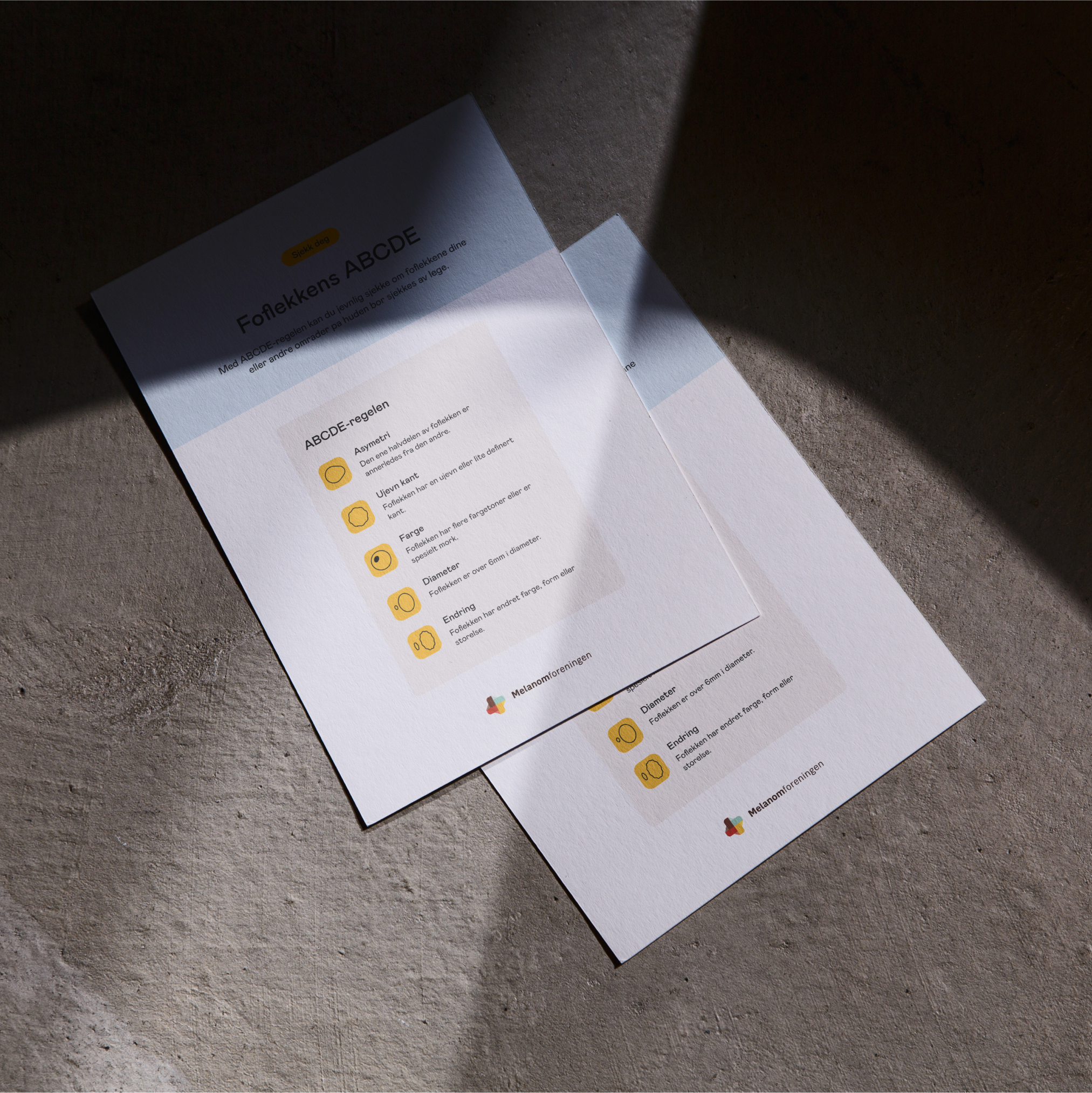 ABCDE-regelen printet ut. 