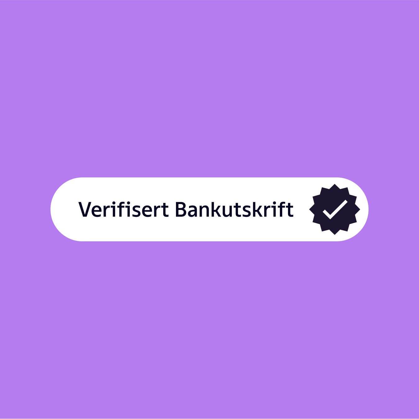 "Verifisert bankutskrift" skrevet med et avsjekkingsmerke ved siden av