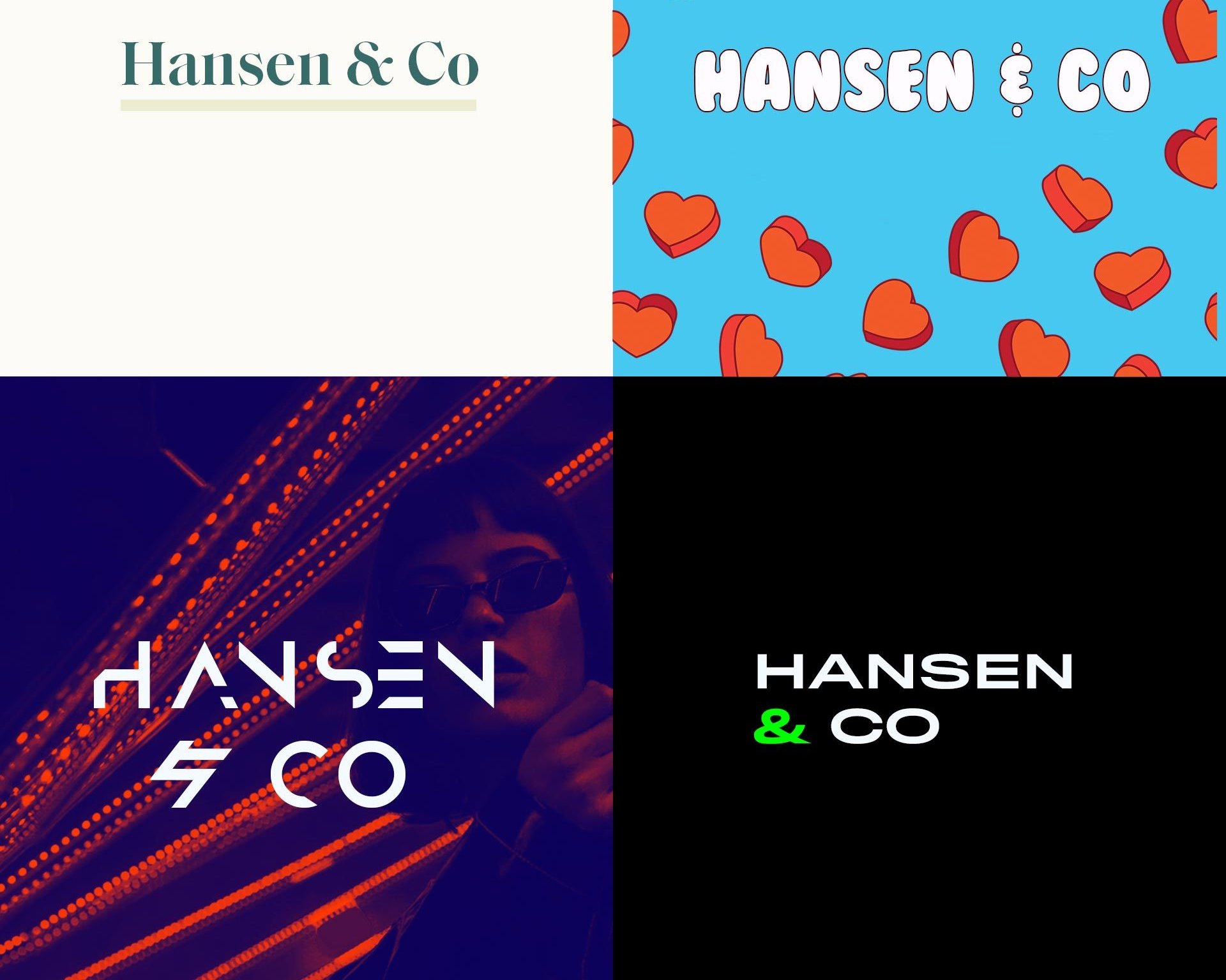 en kollasj av fire forskjellige logoer for hansen & co.