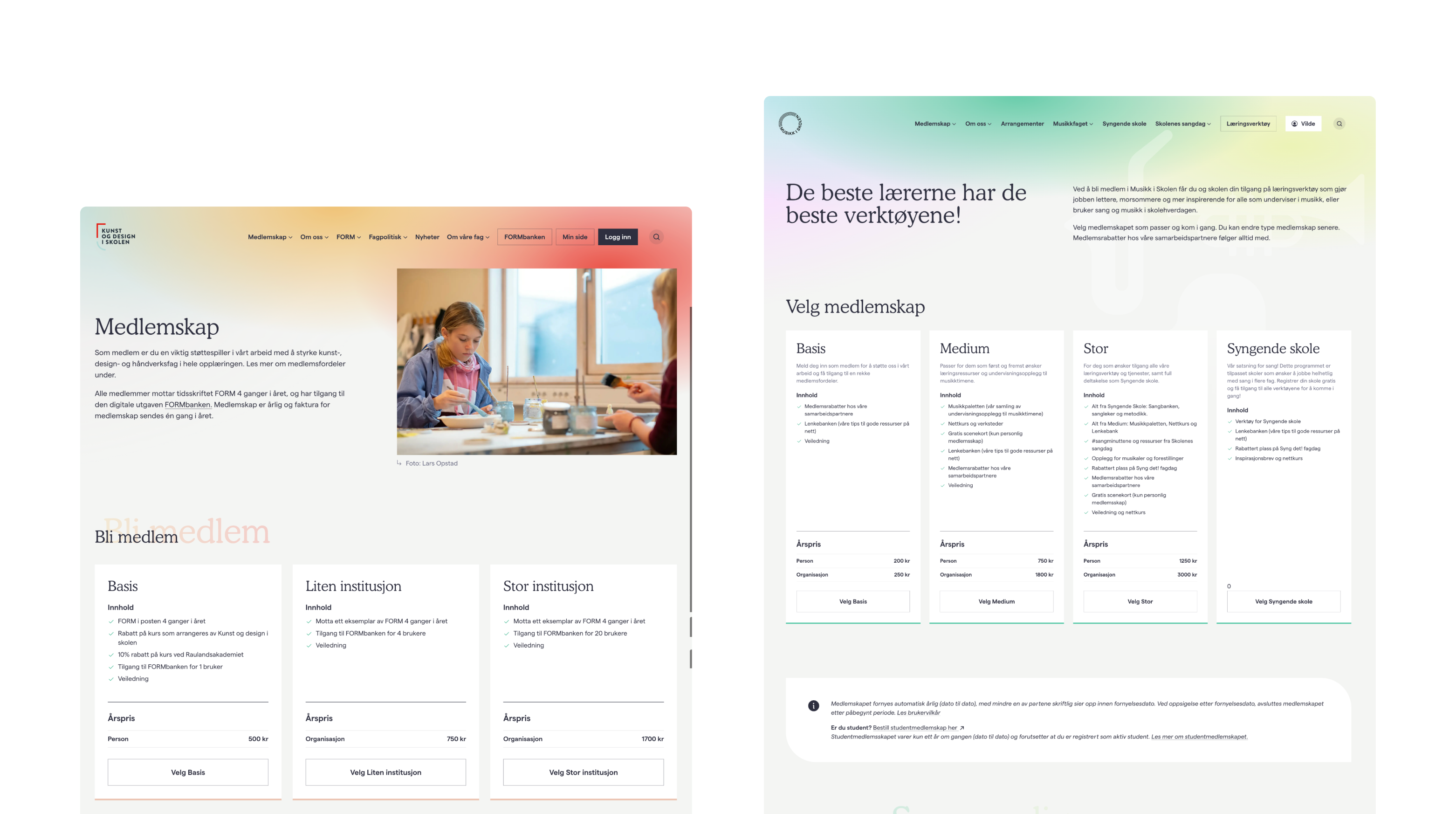two screenshots of a website with one that says " de beste læreme har de beste verkene "