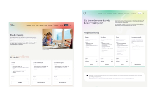 two screenshots of a website with one that says " de beste læreme har de beste verkene "