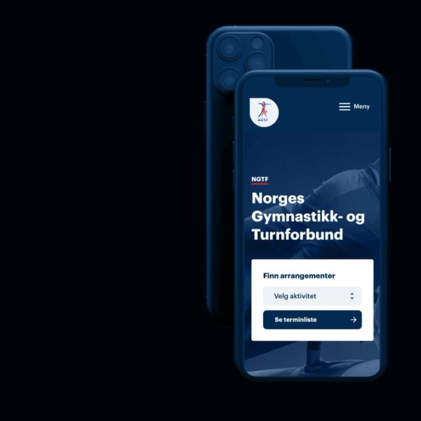 Iphone som viser forsiden av mobilnettsiden til NGTF