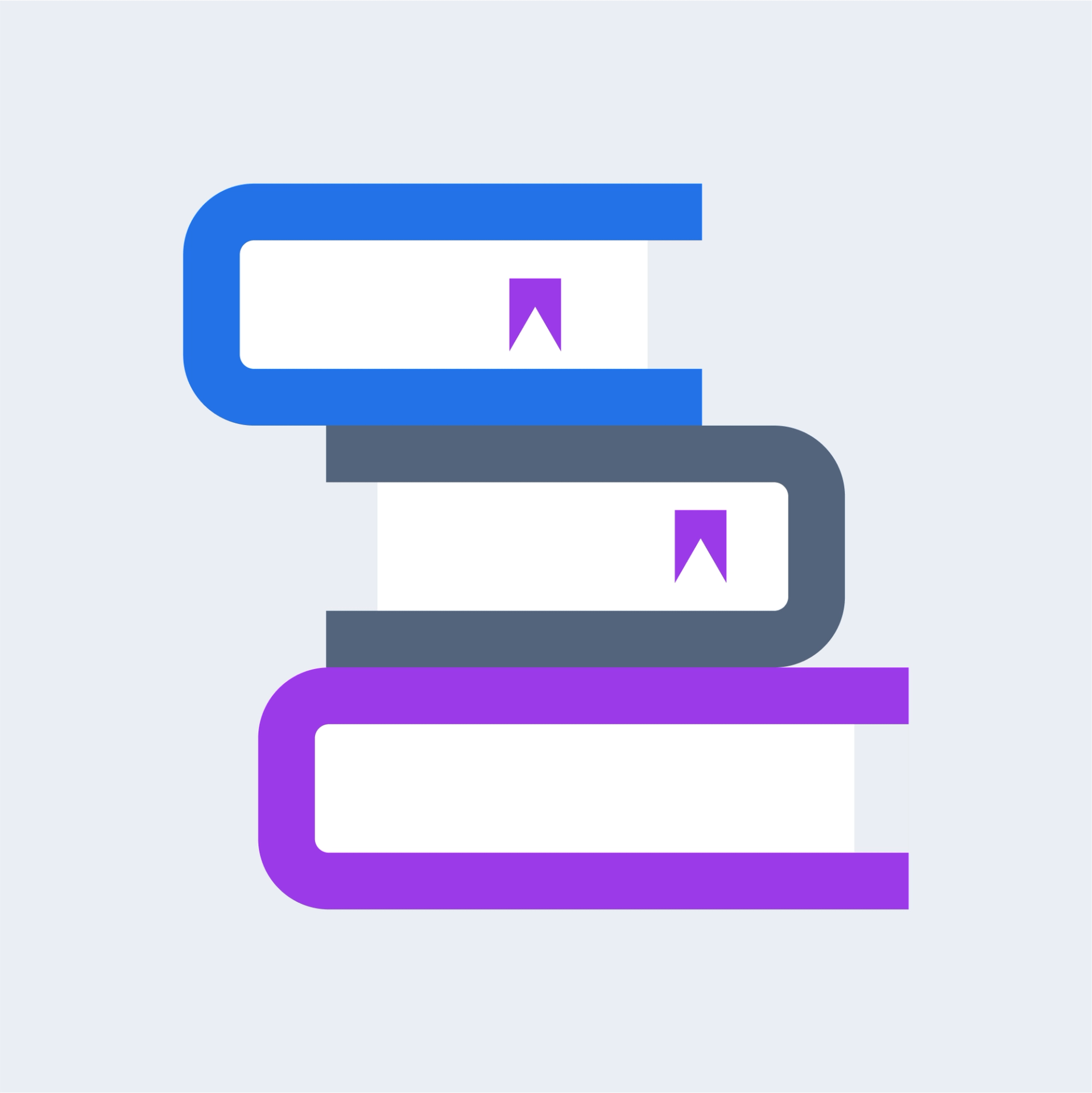 three books stacked on top of each other with bookmarks on them