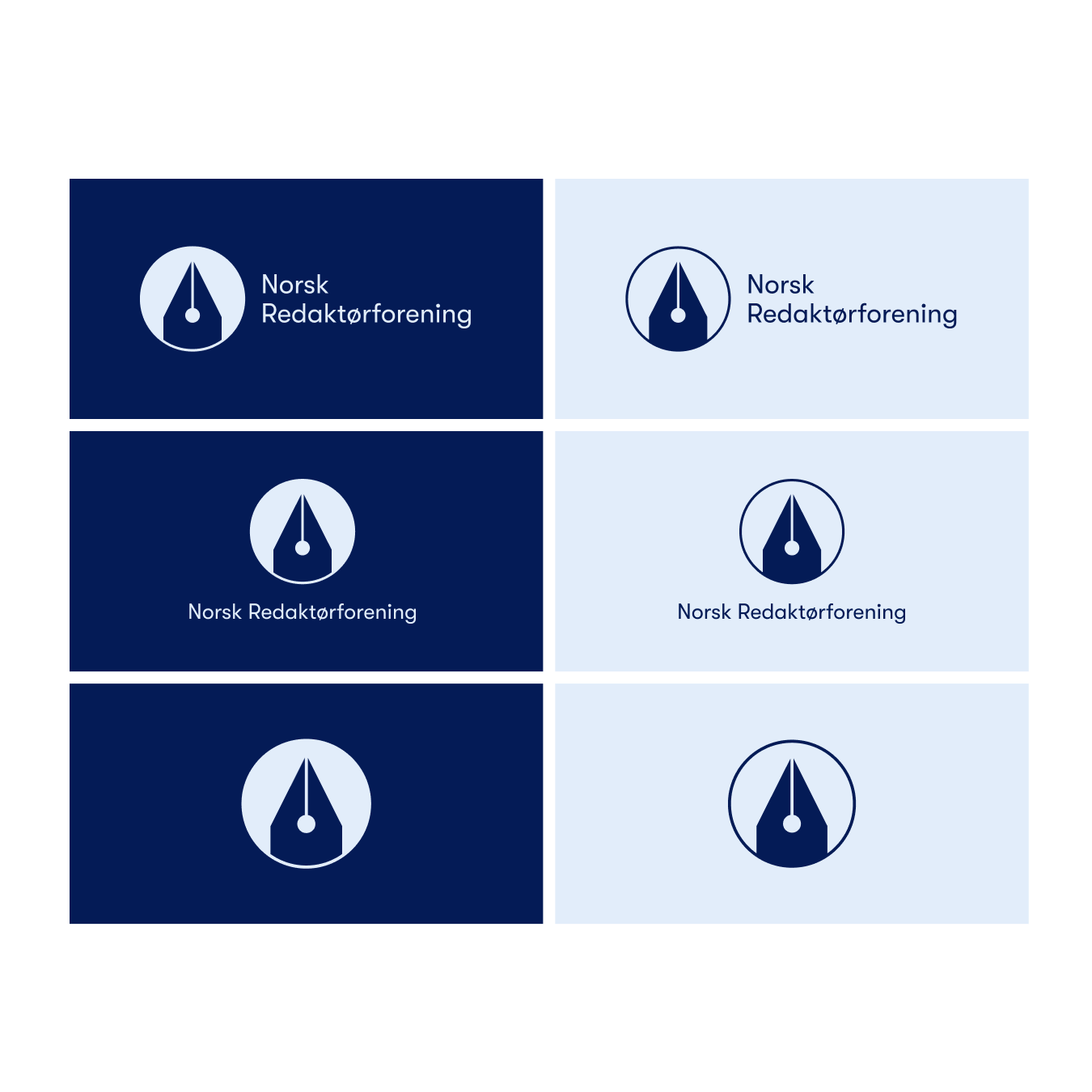 a blue and white logo for norsk redaktørforening