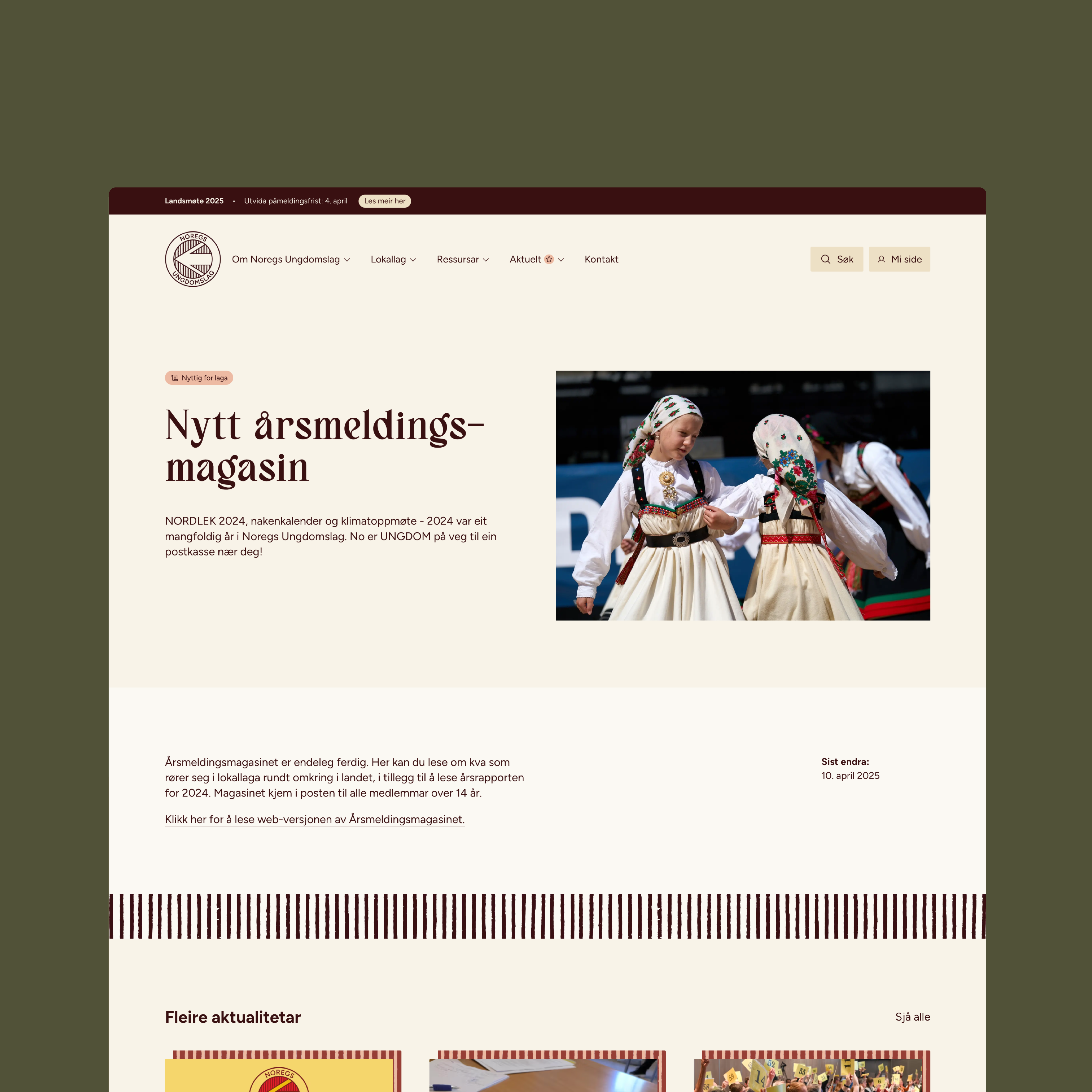 a screenshot of a website titled nytt arsmeldings-magasin