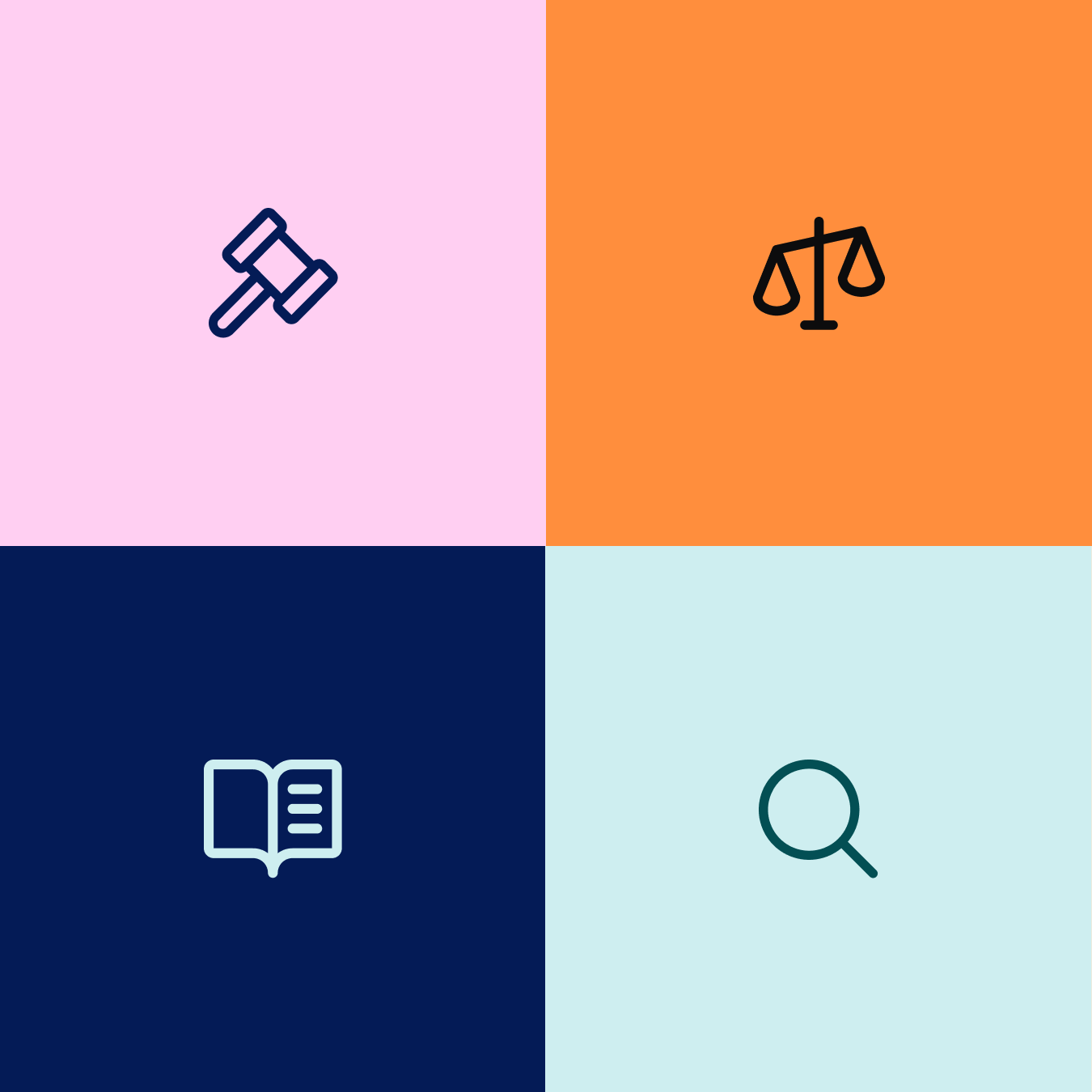 a set of four icons including a book a scale and a magnifying glass
