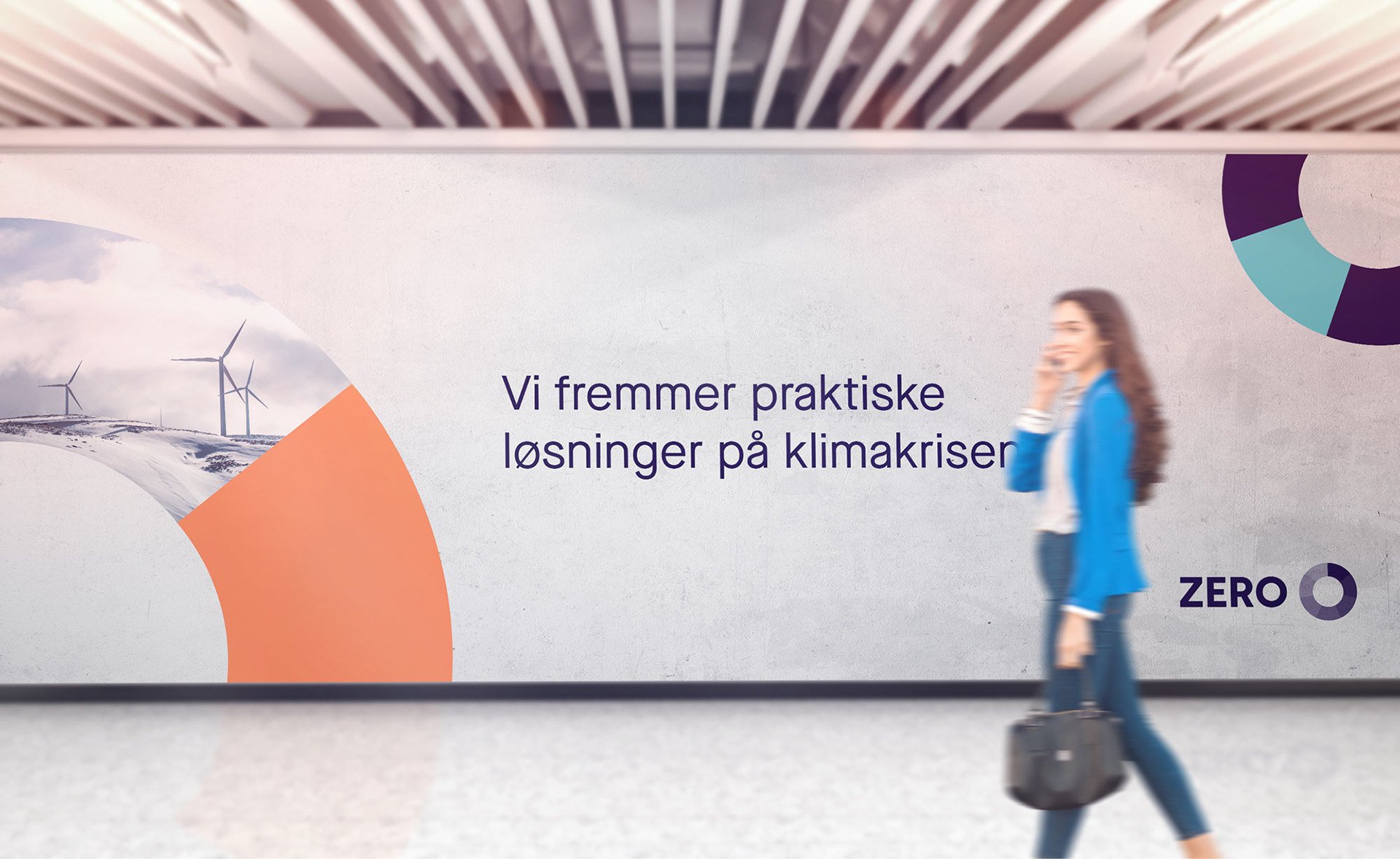 Billboard med Zero reklame der det står "Vi fremmer praktiske løsninger på klimakrisen"