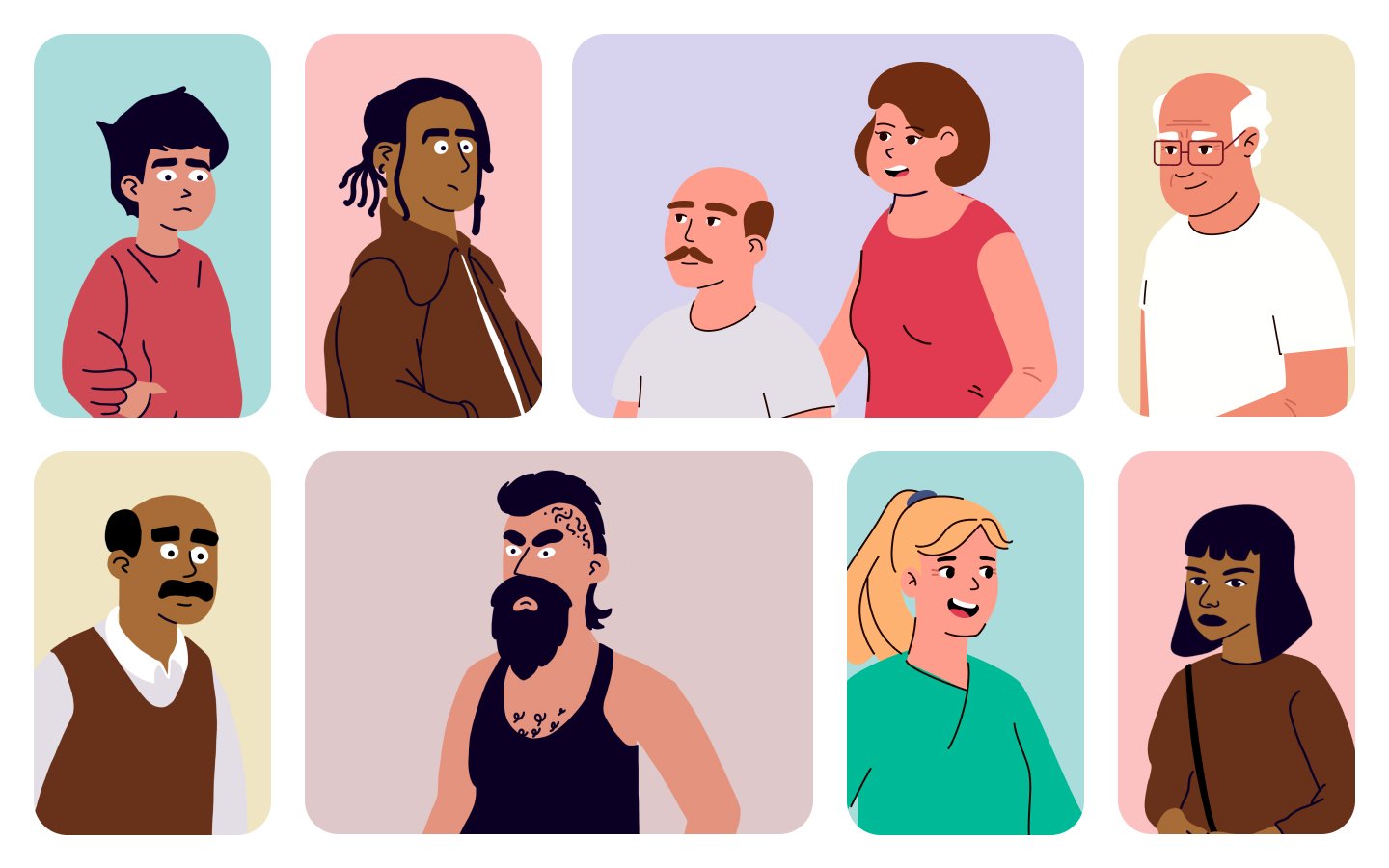 a group of people are standing next to each other in a row .