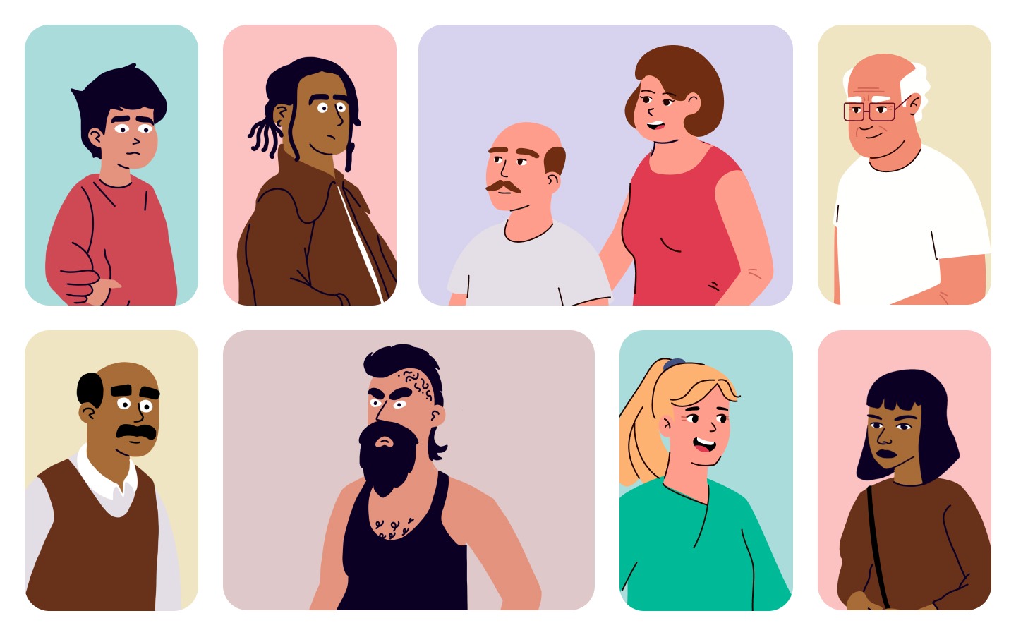 a group of people are standing next to each other in a row .